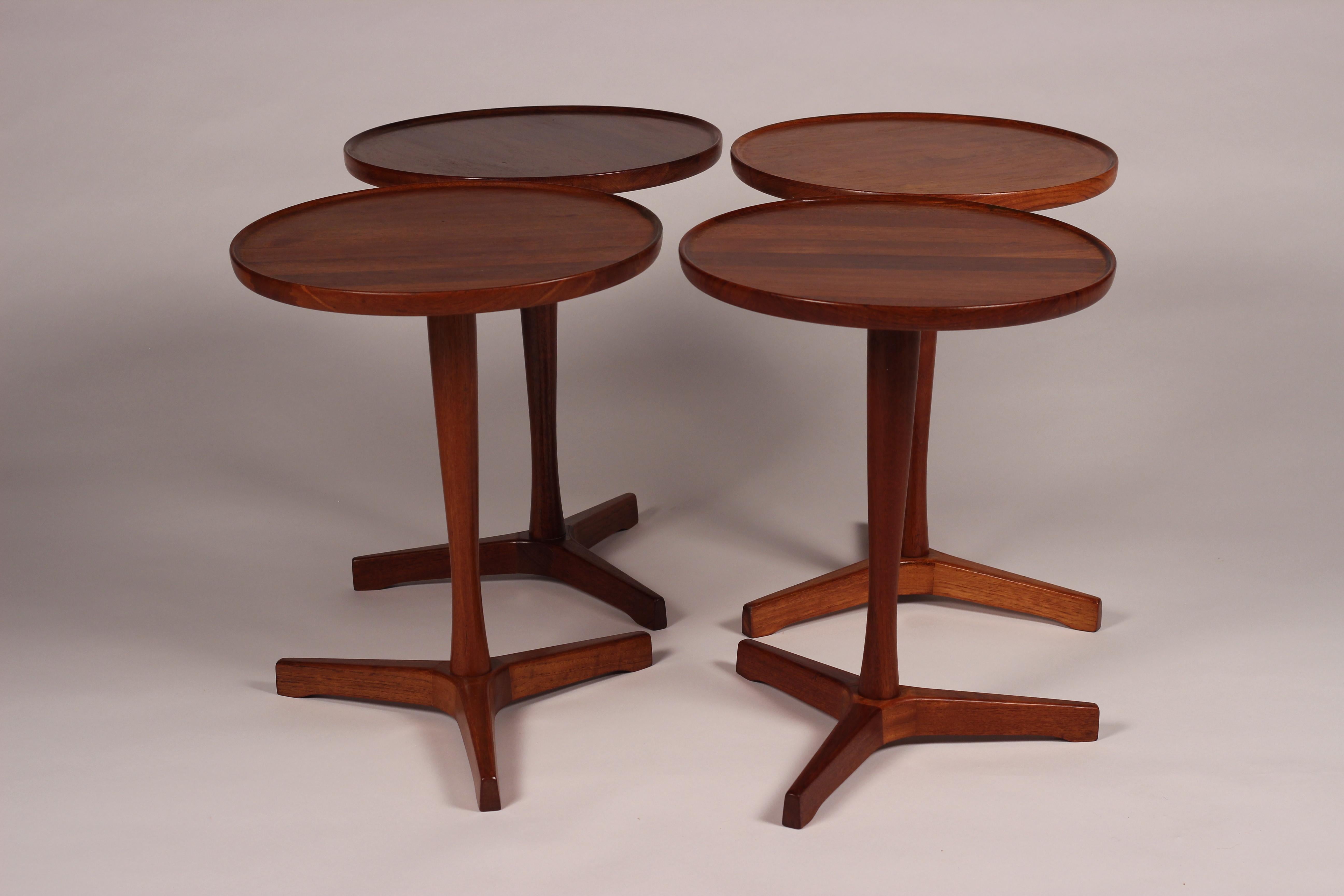 Midcentury Set of 4 Danish Teak Side Tables Designed by Hans C Andersen In Good Condition In London, GB