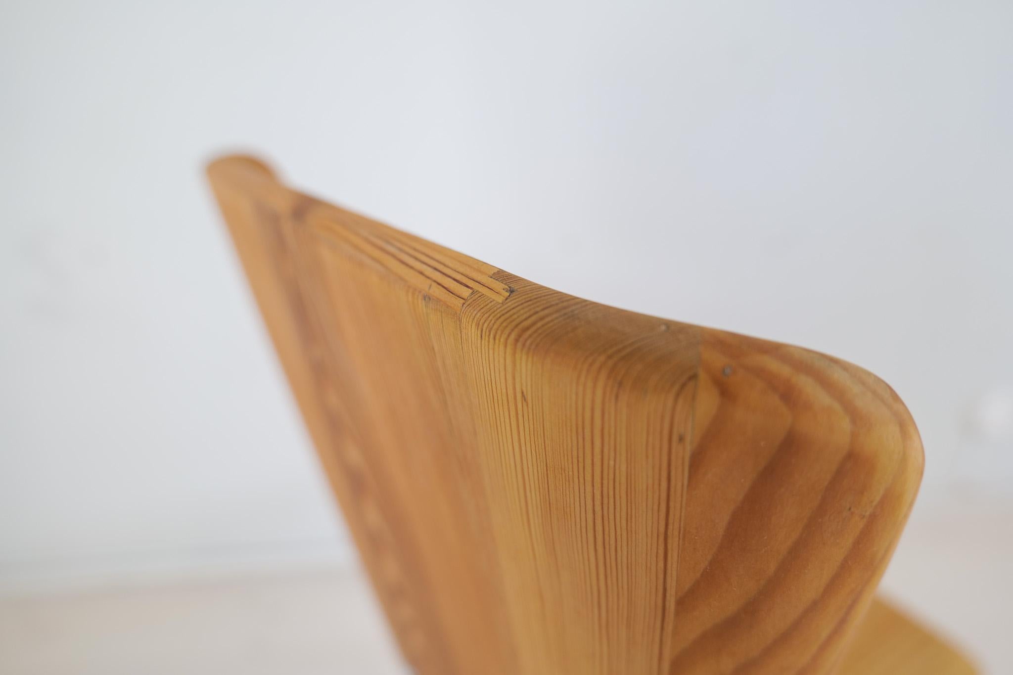 Midcentury Modern Set of 4 Pine Sculptural Dining Chairs Göran Malmvall Sweden 4