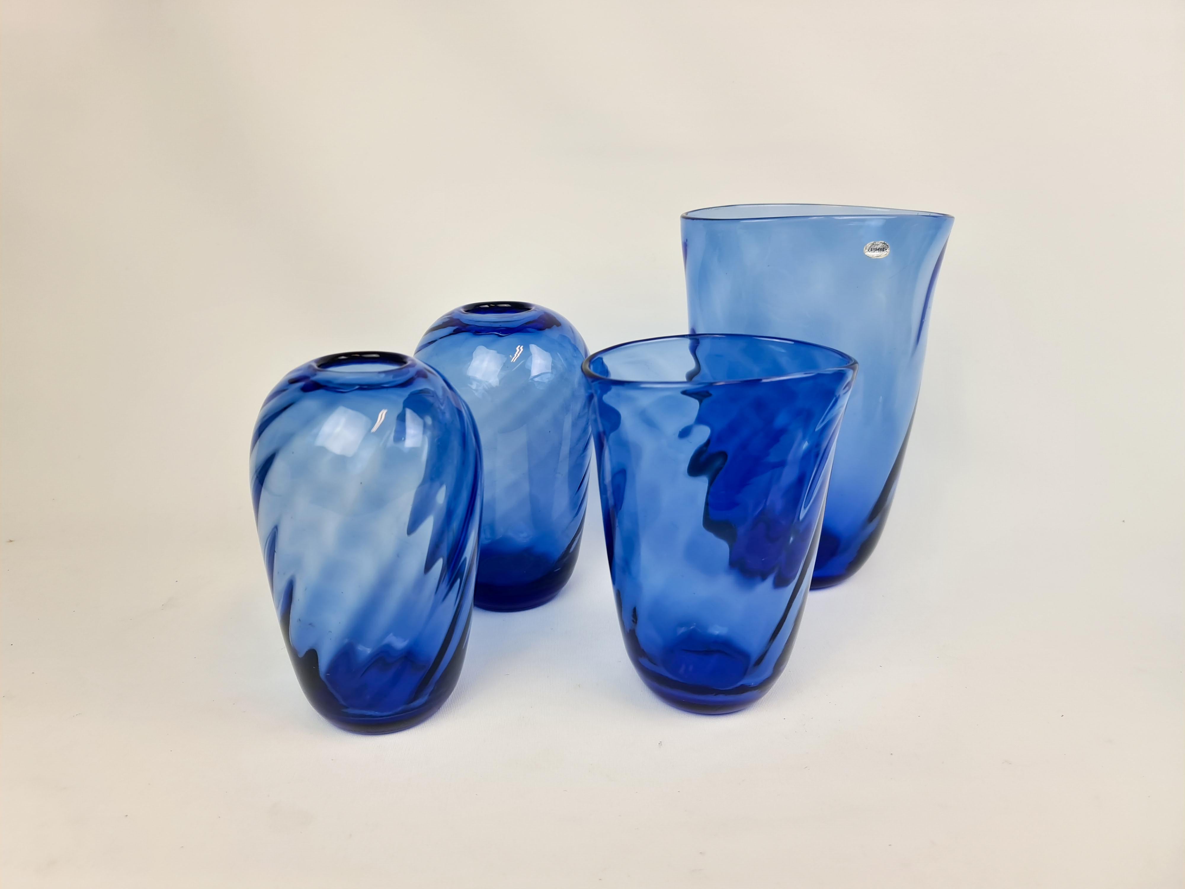 Midcentury Set of 4 Vases Glass Reijmyre, Sweden, 1940s In Good Condition In Hillringsberg, SE
