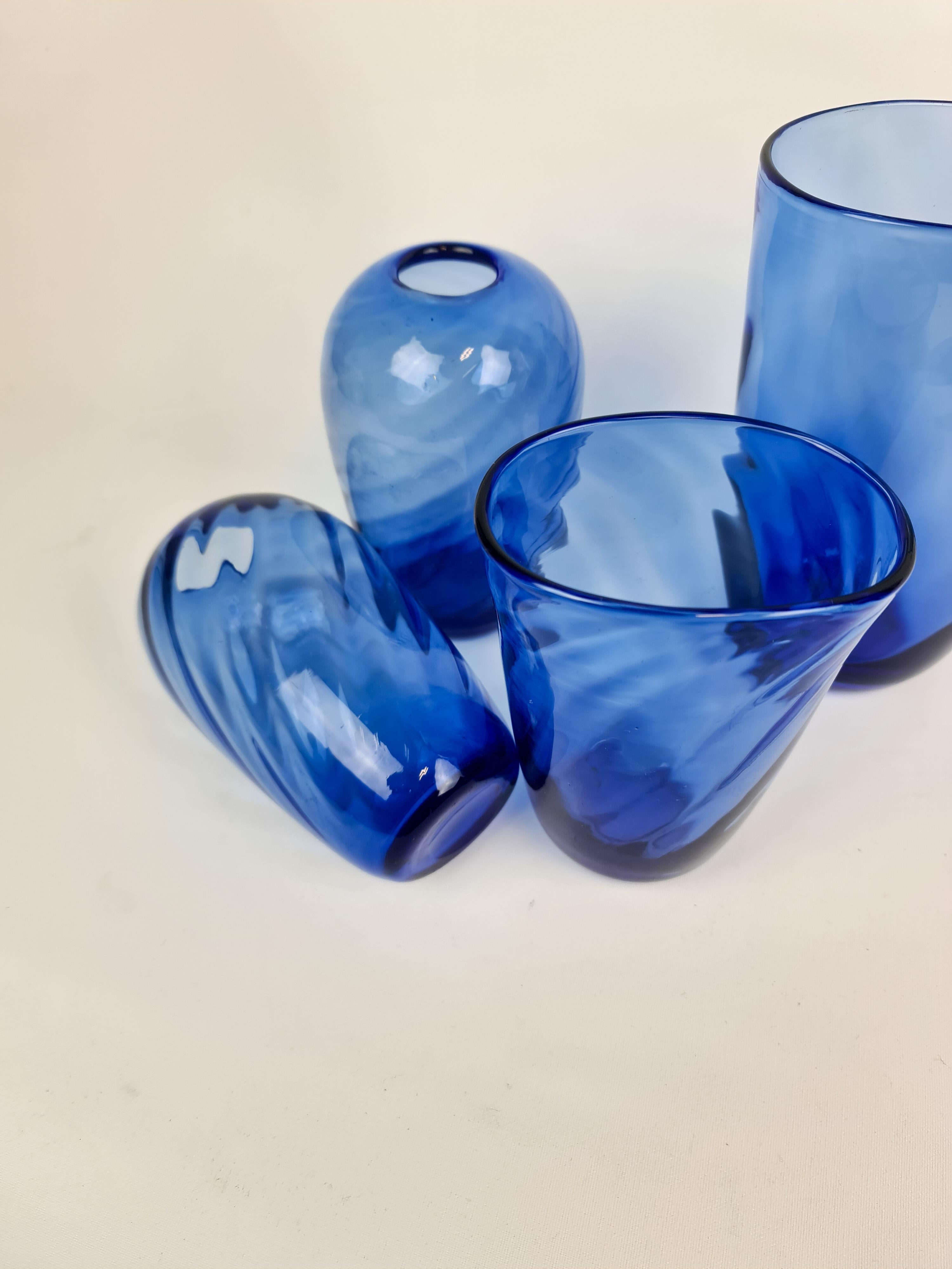 Midcentury Set of 4 Vases Glass Reijmyre, Sweden, 1940s 1