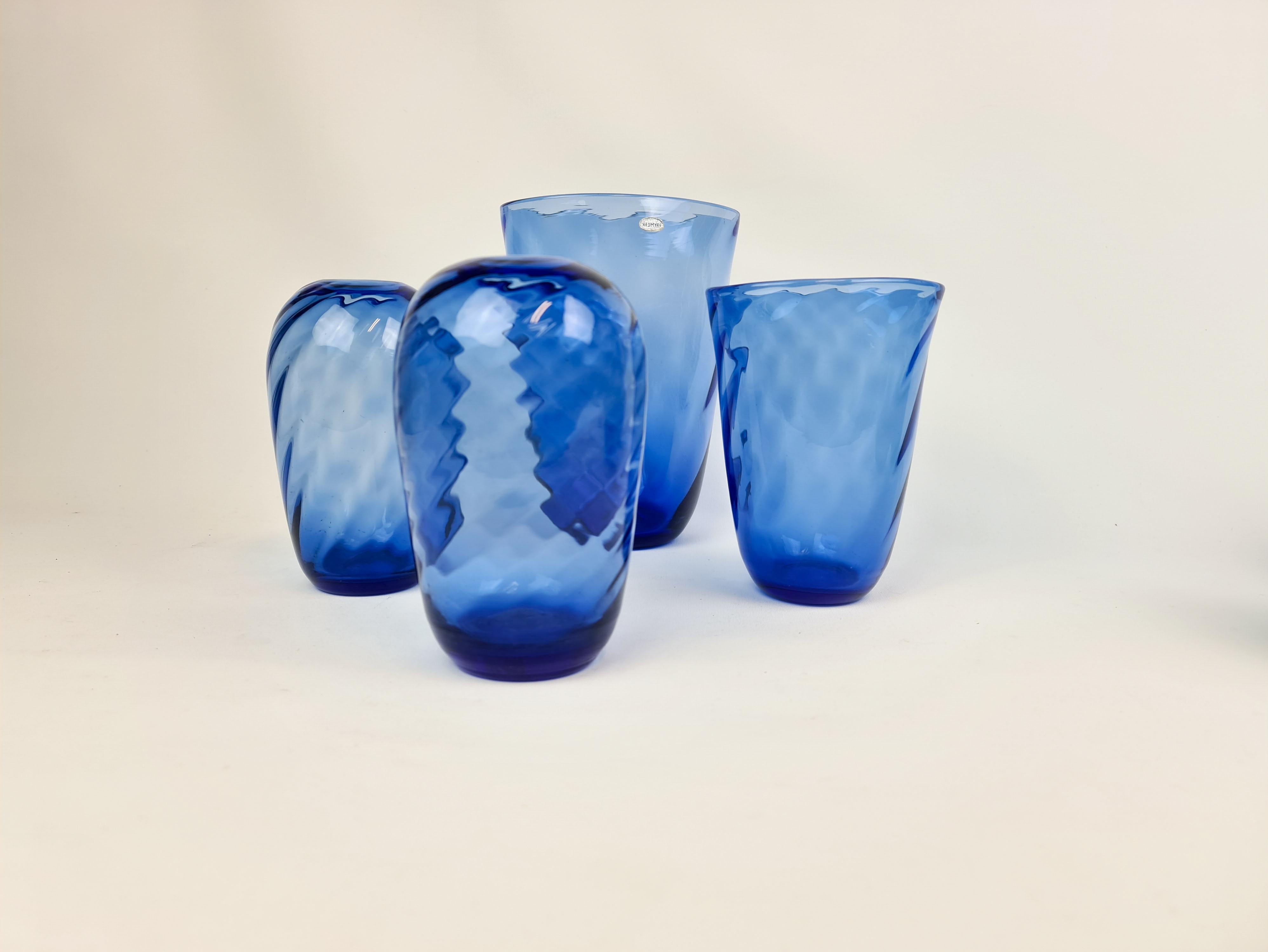 Midcentury Set of 4 Vases Glass Reijmyre, Sweden, 1940s 2