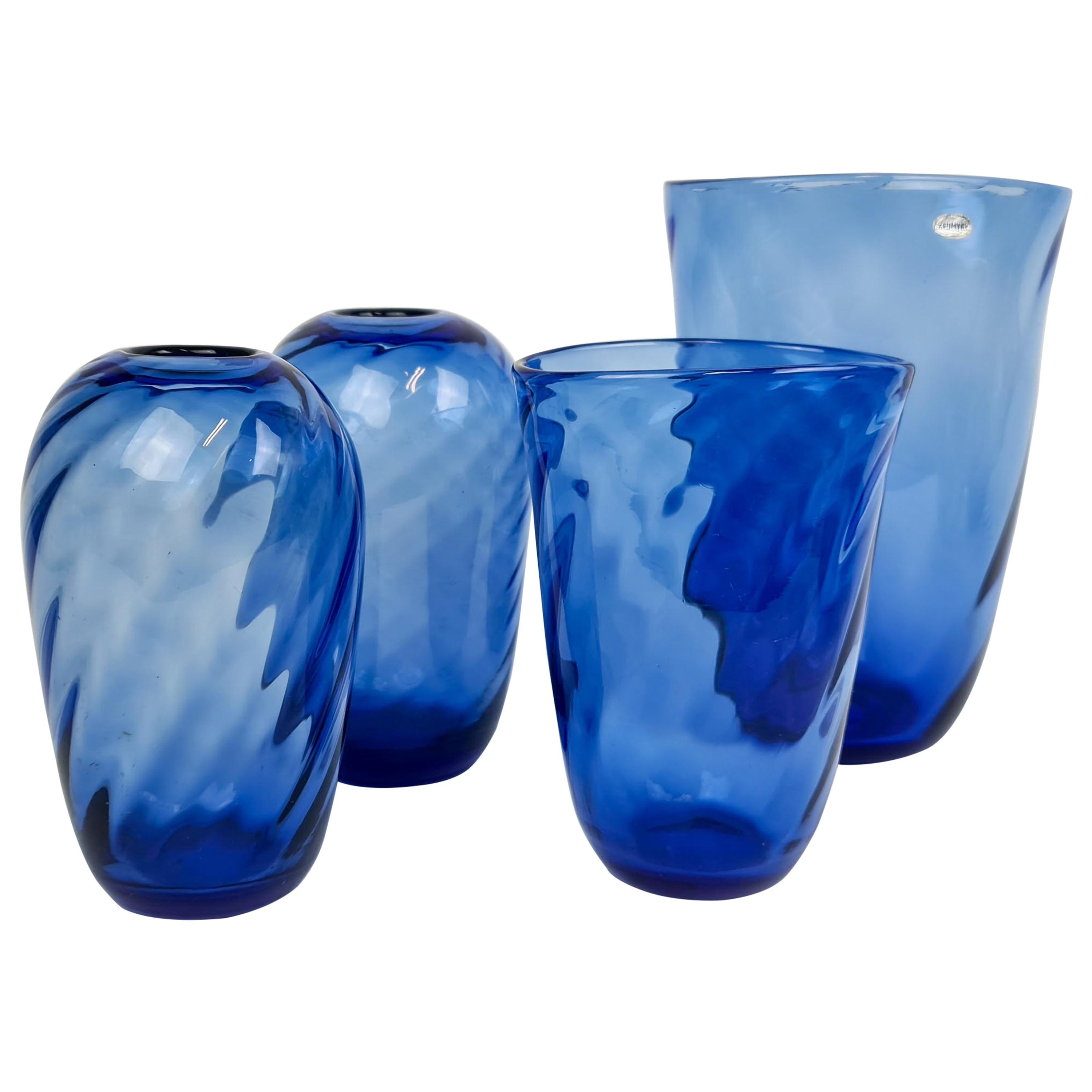 Midcentury Set of 4 Vases Glass Reijmyre, Sweden, 1940s