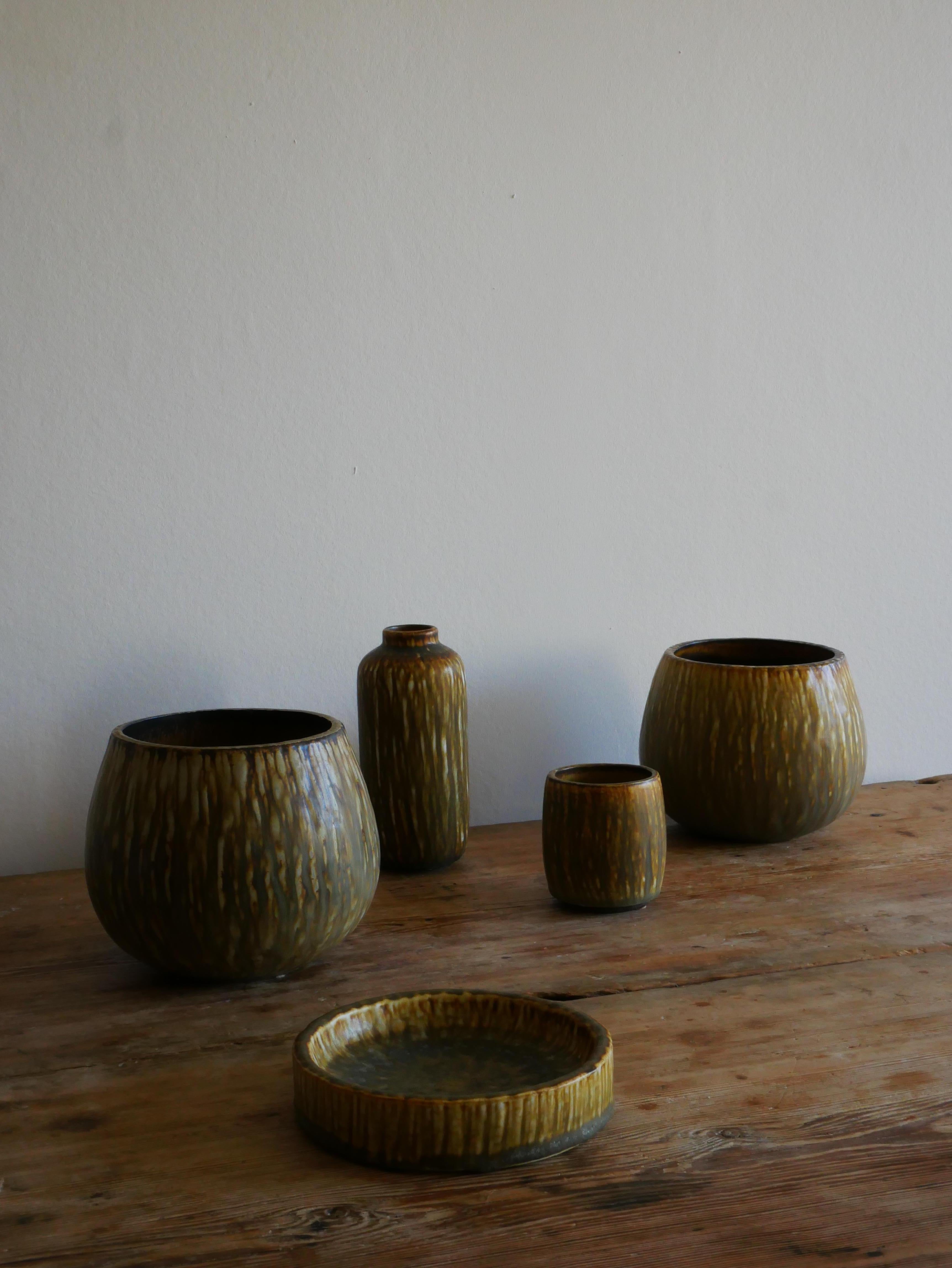 Mid-20th Century Midcentury Set of 5 Ceramic Pieces, Rubus, Gunnar Nylund, Rörstrand For Sale