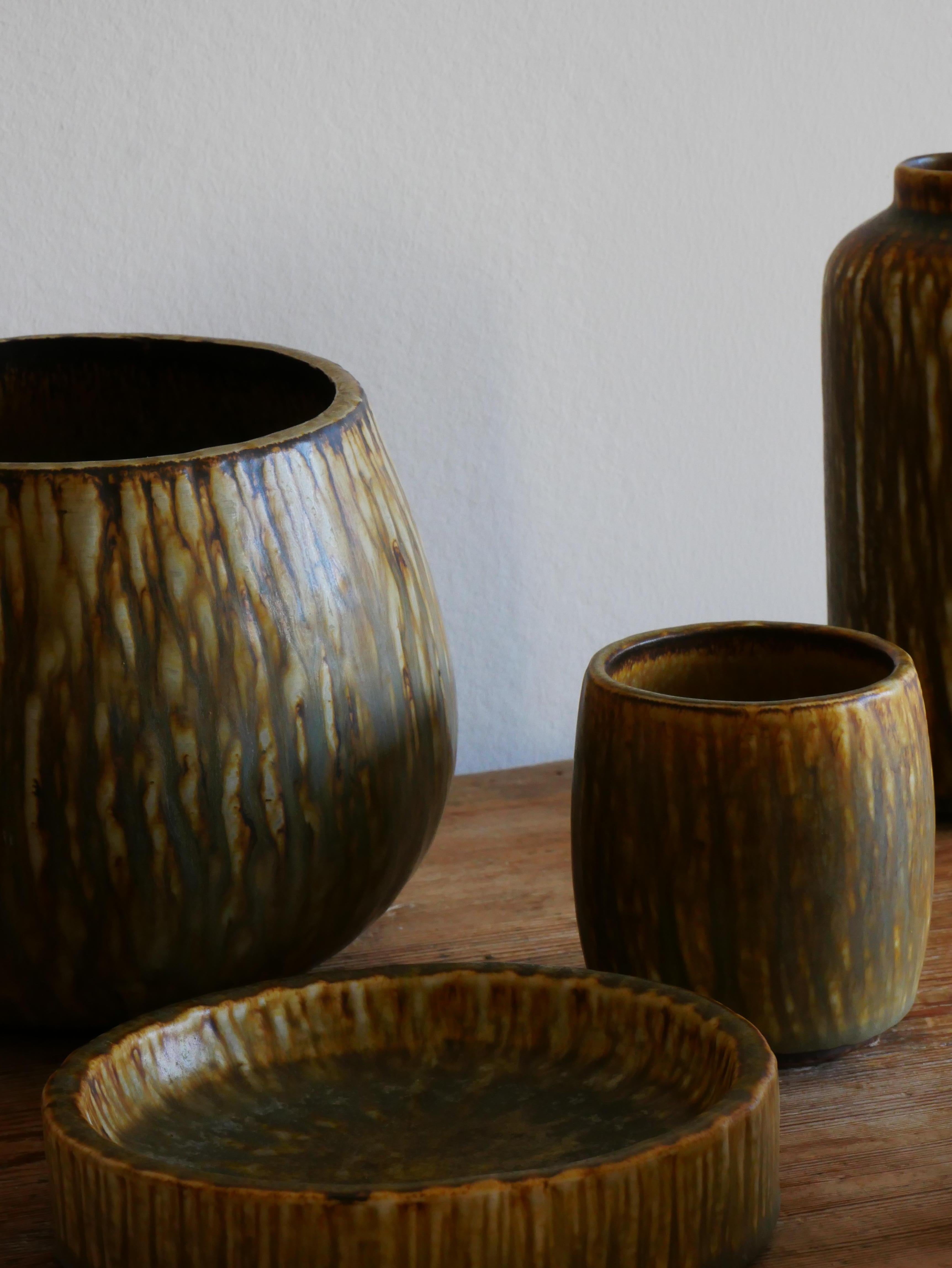 Mid-20th Century Midcentury Set of 5 Ceramic Pieces, Rubus, Gunnar Nylund, Rörstrand For Sale