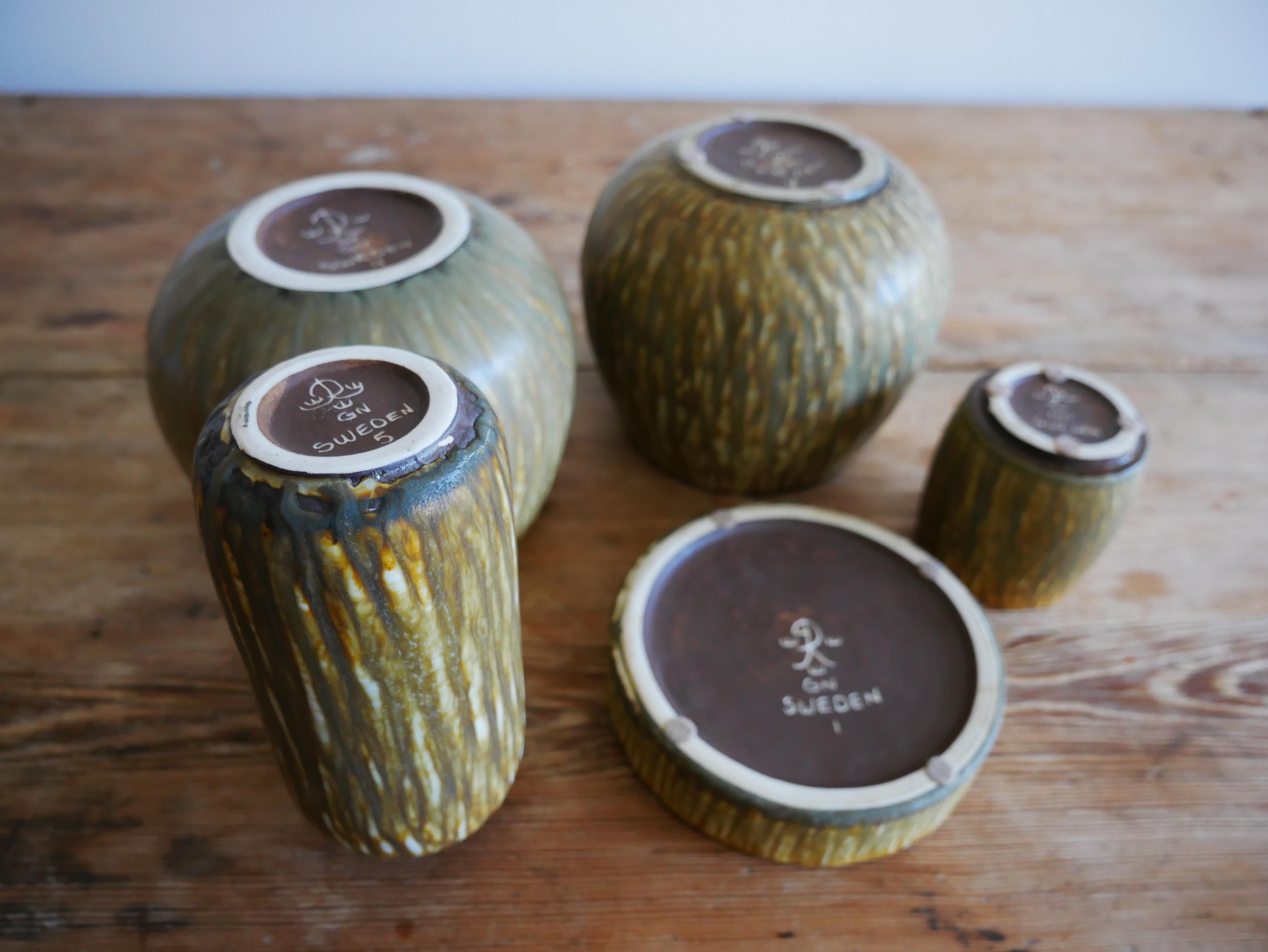 Midcentury Set of 5 Ceramic Pieces, Rubus, Gunnar Nylund, Rörstrand For Sale 2
