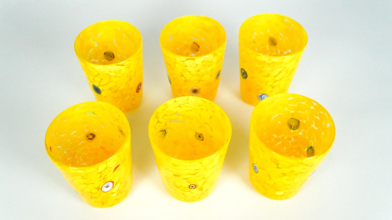 Lot de 6 gobelets à boire de Murano jaune « Goti De Fornasa » du milieu du siècle dernier en vente 2