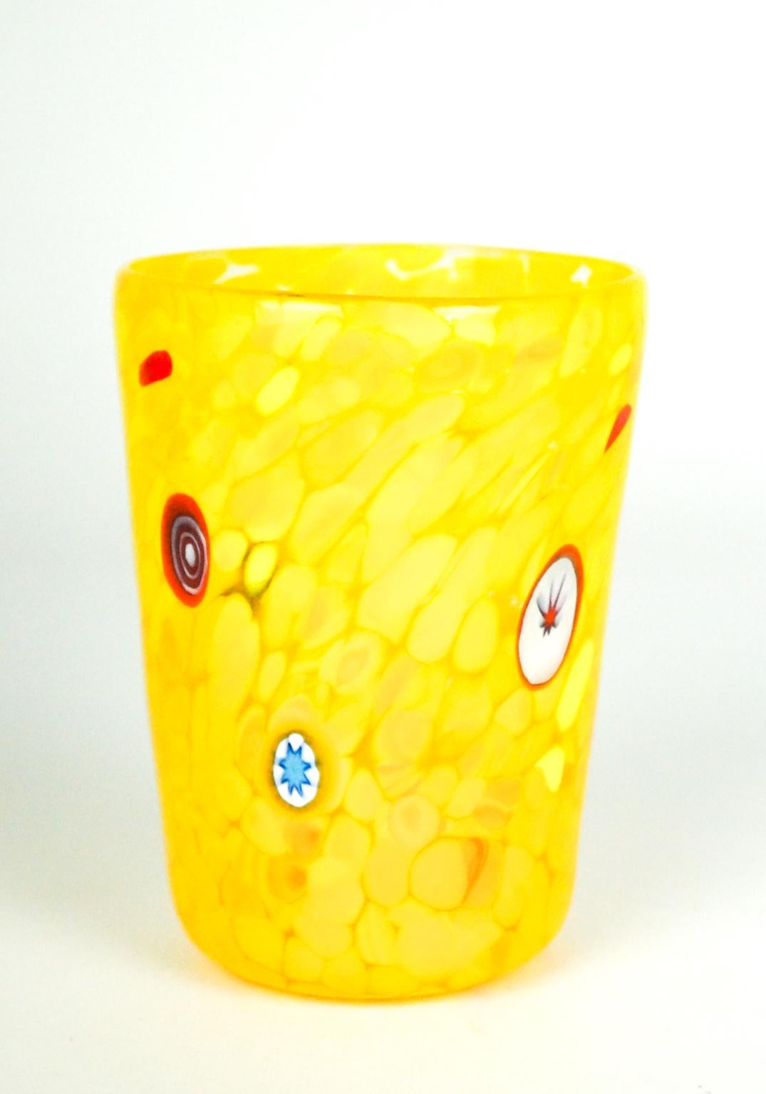 italien Lot de 6 gobelets à boire de Murano jaune « Goti De Fornasa » du milieu du siècle dernier en vente