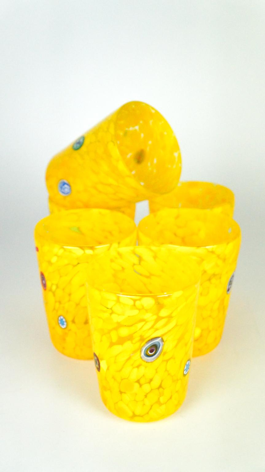 Fine XX secolo Set di 6 bicchieri da bere di Murano gialli 
