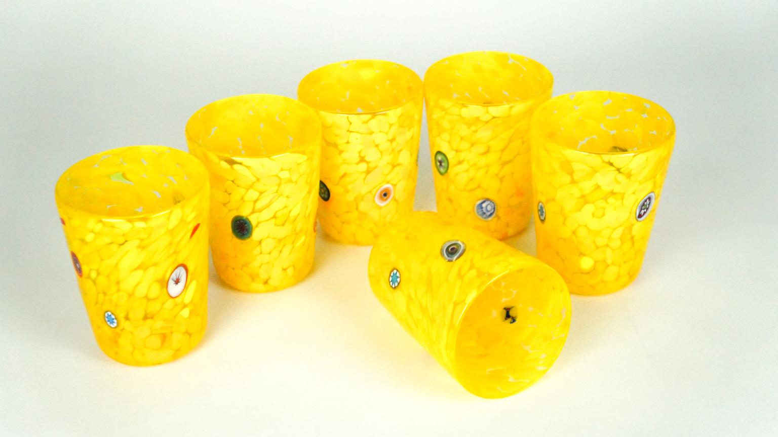 Set di 6 bicchieri da bere di Murano gialli 