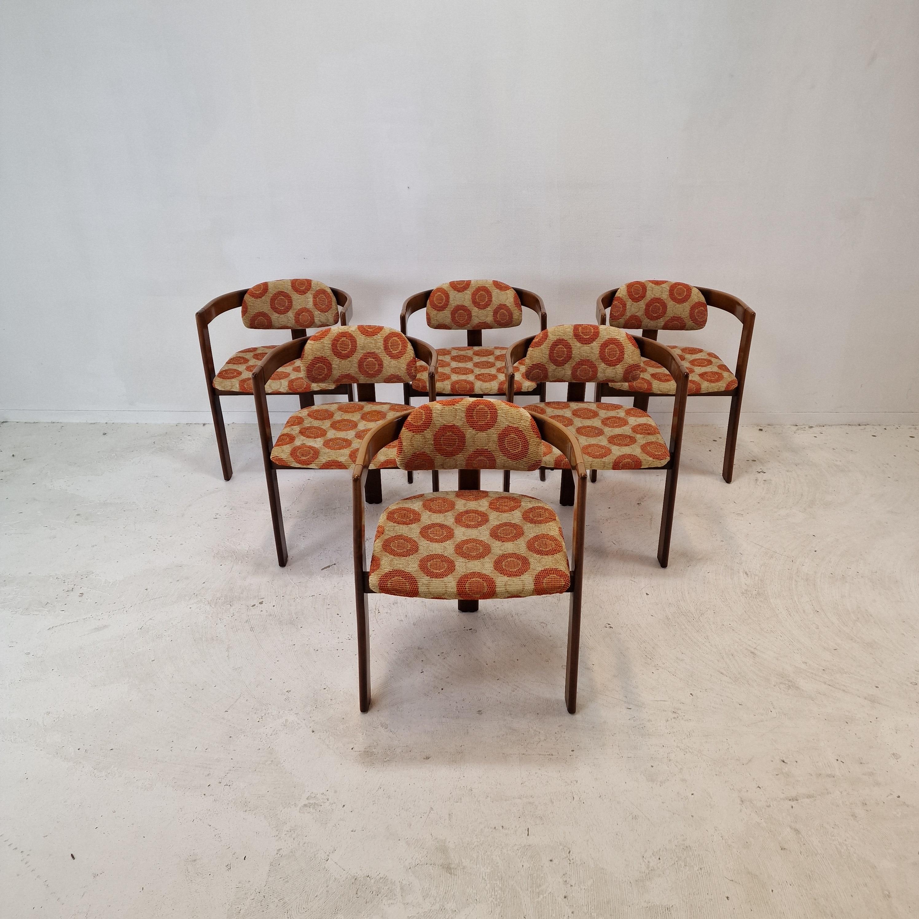 Midcentury Set of 6 Italian Wooden Armchairs, 1960's For Sale 1