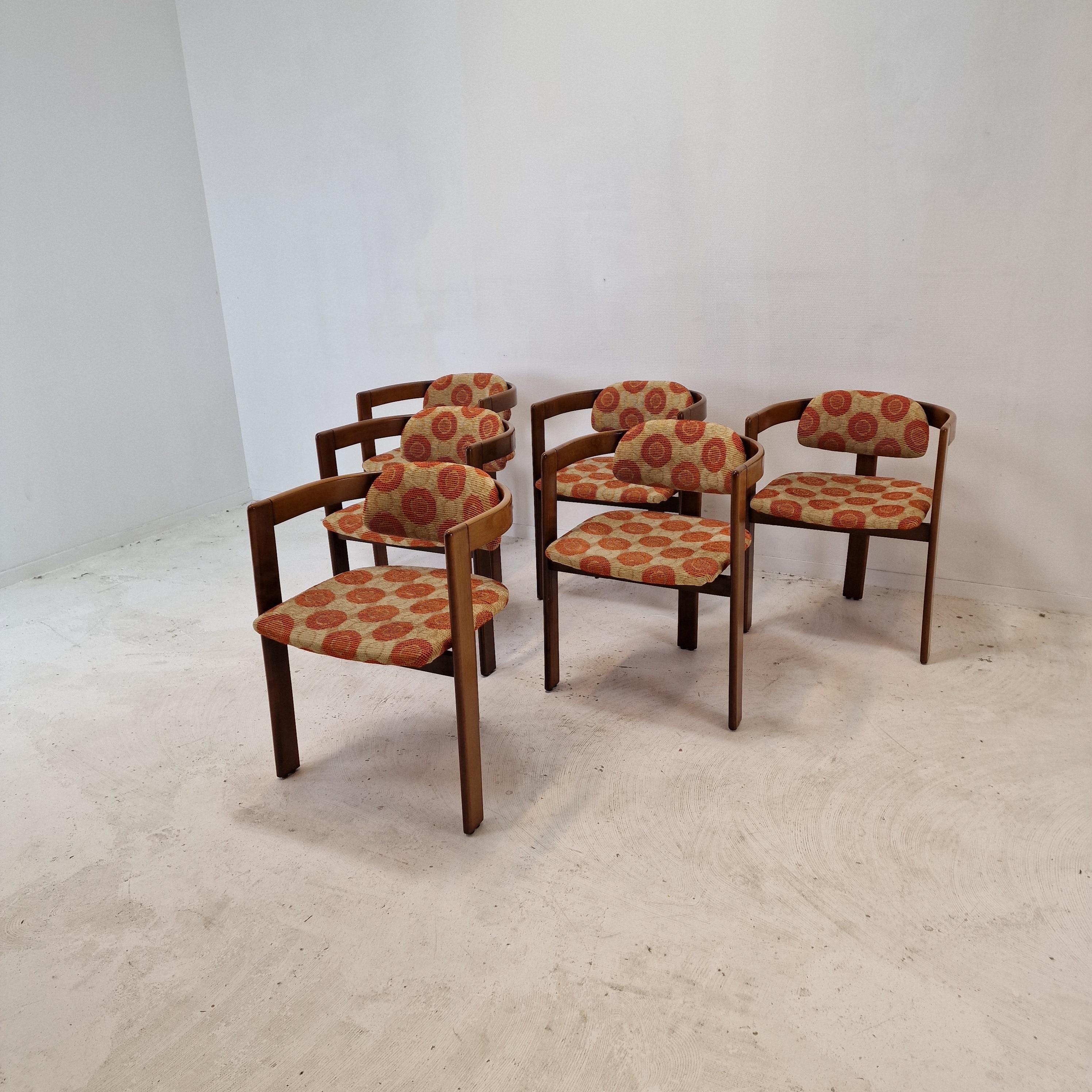 Midcentury Set of 6 Italian Wooden Armchairs, 1960's For Sale 2