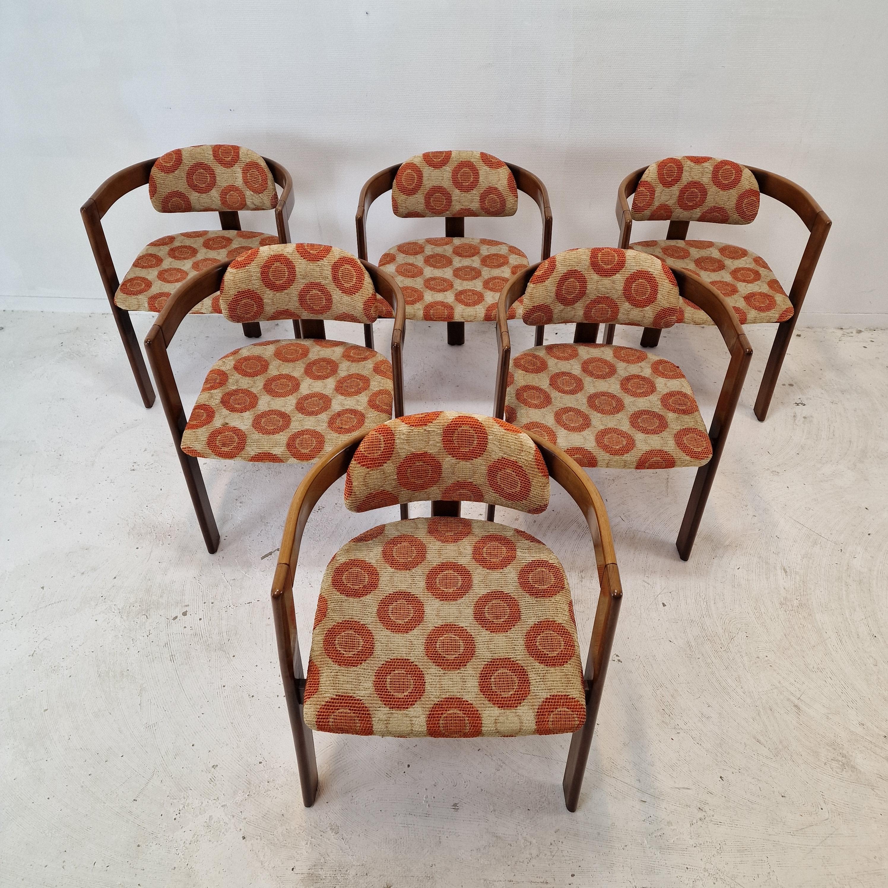Midcentury Set of 6 Italian Wooden Armchairs, 1960's For Sale 3