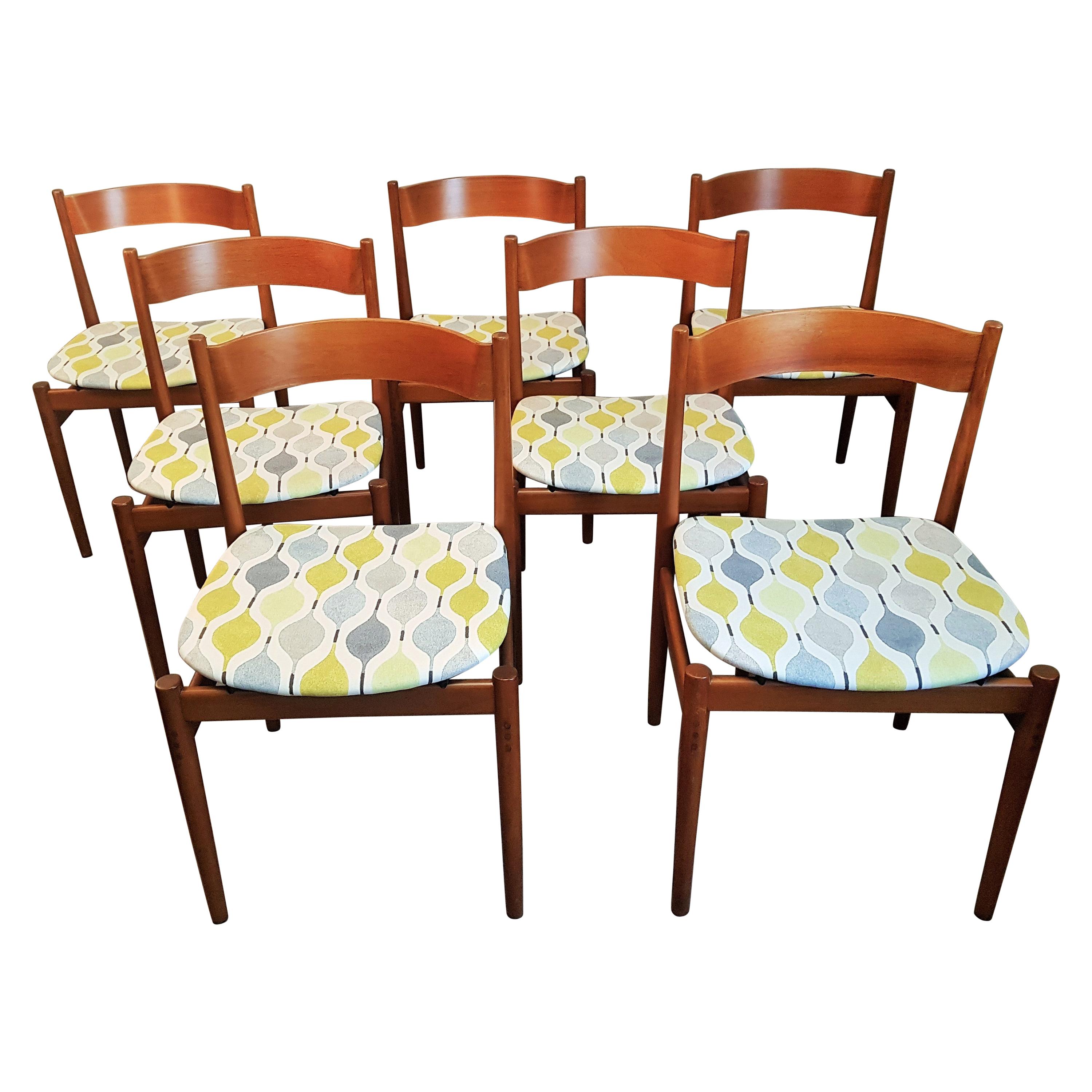 Midcentury Set of 7 Dining Chairs Mod 101 by Frattini  for Cassina, Italy, 1960 For Sale