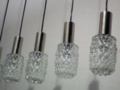 Midcentury Set of Eight Doria Glass Pendant Lights