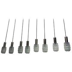 Midcentury Set of Eight Doria Glass Pendant Lights