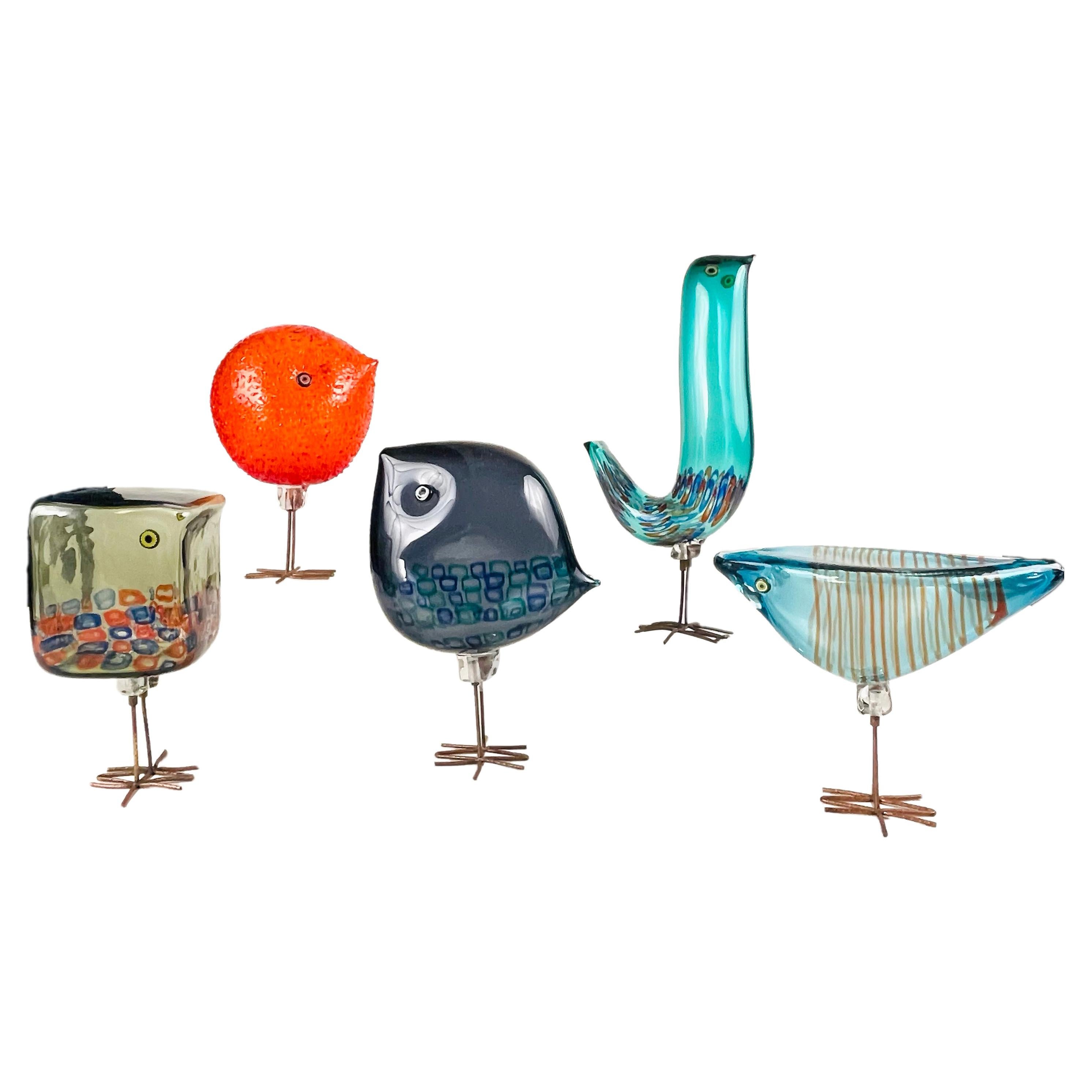 Midcentury Set of Five Pulcini 'Pulcino' Glass Birds, Alessandro Pianon, Vistosi
