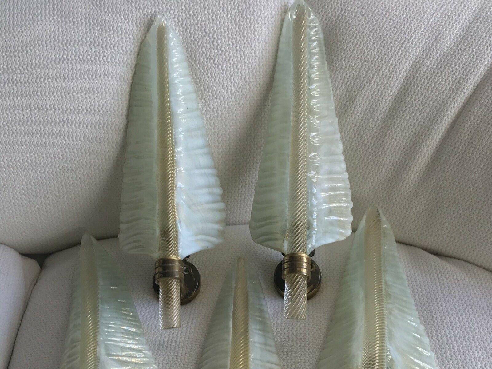 20th Century Midcentury Set of Five Sconces 24-Karat Gold by Barovier & Toso, Murano, 1950s