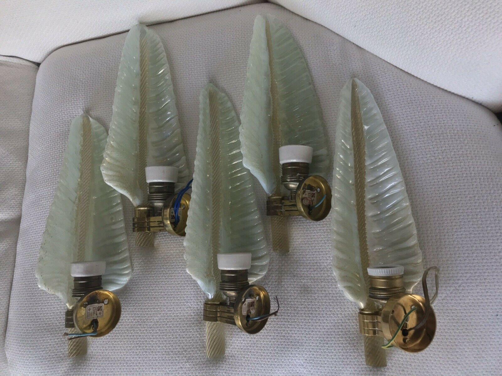 Midcentury Set of Five Sconces 24-Karat Gold by Barovier & Toso, Murano, 1950s 1
