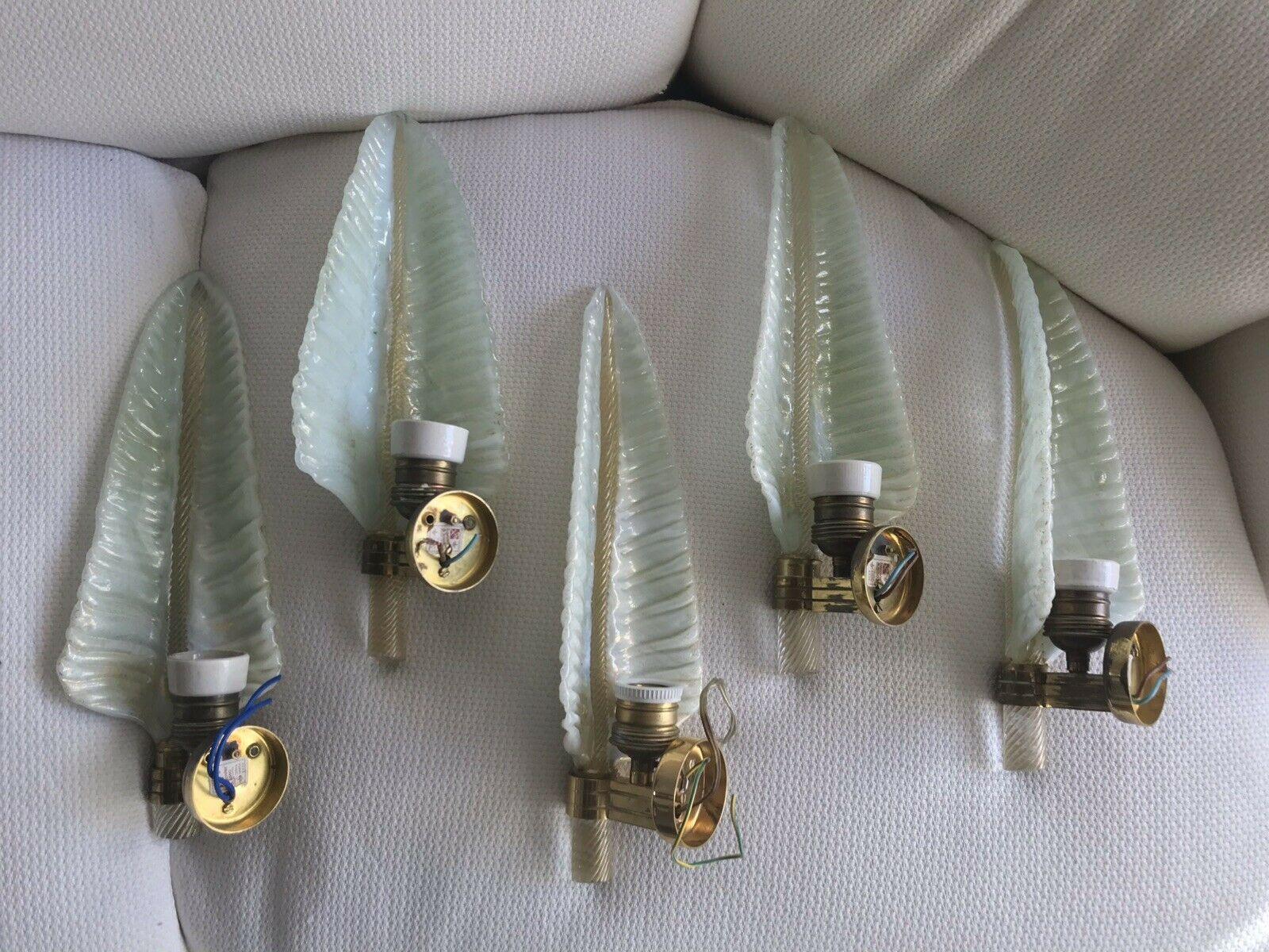 Midcentury Set of Five Sconces 24-Karat Gold by Barovier & Toso, Murano, 1950s 2
