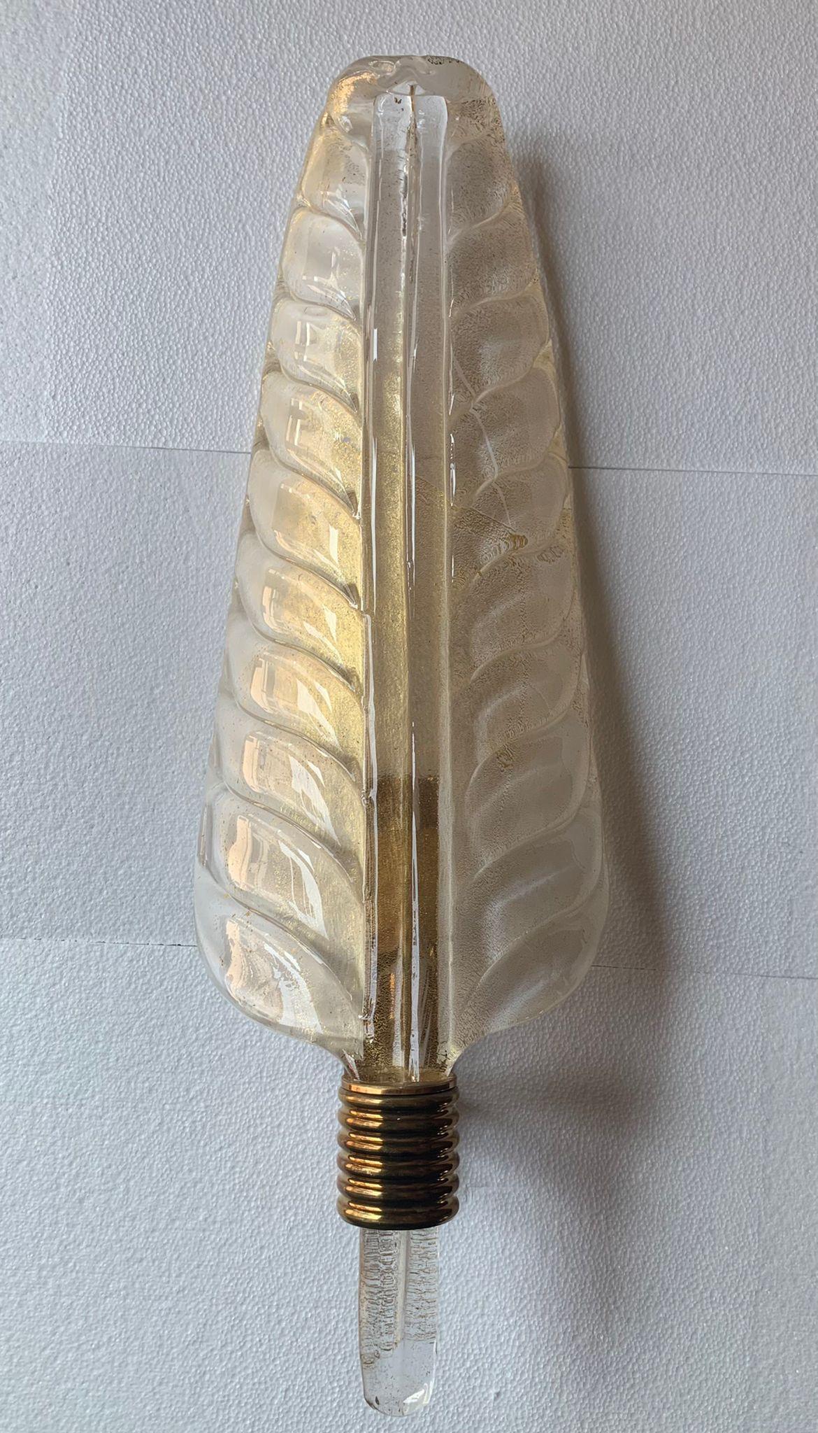 Midcentury Set of Five Sconces 24-Karat Gold by Barovier & Toso, Murano, 1980s 4