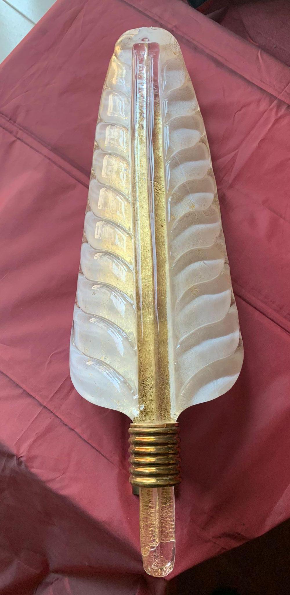 Midcentury Set of Five Sconces 24-Karat Gold by Barovier & Toso, Murano, 1980s 9
