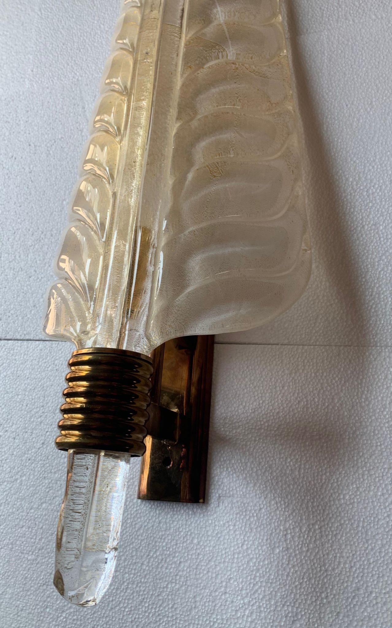 20th Century Midcentury Set of Five Sconces 24-Karat Gold by Barovier & Toso, Murano, 1980s