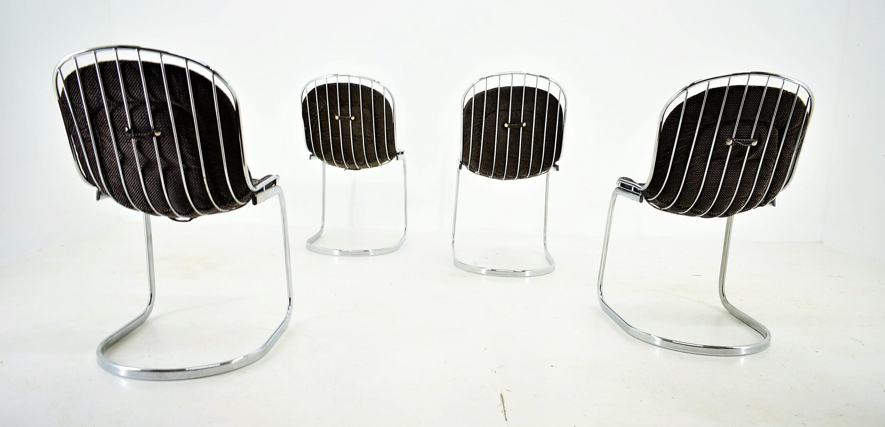 Midcentury Set of Four Chrome Dining Chairs by Gastone Rinaldi, Italy, 1970s For Sale 3