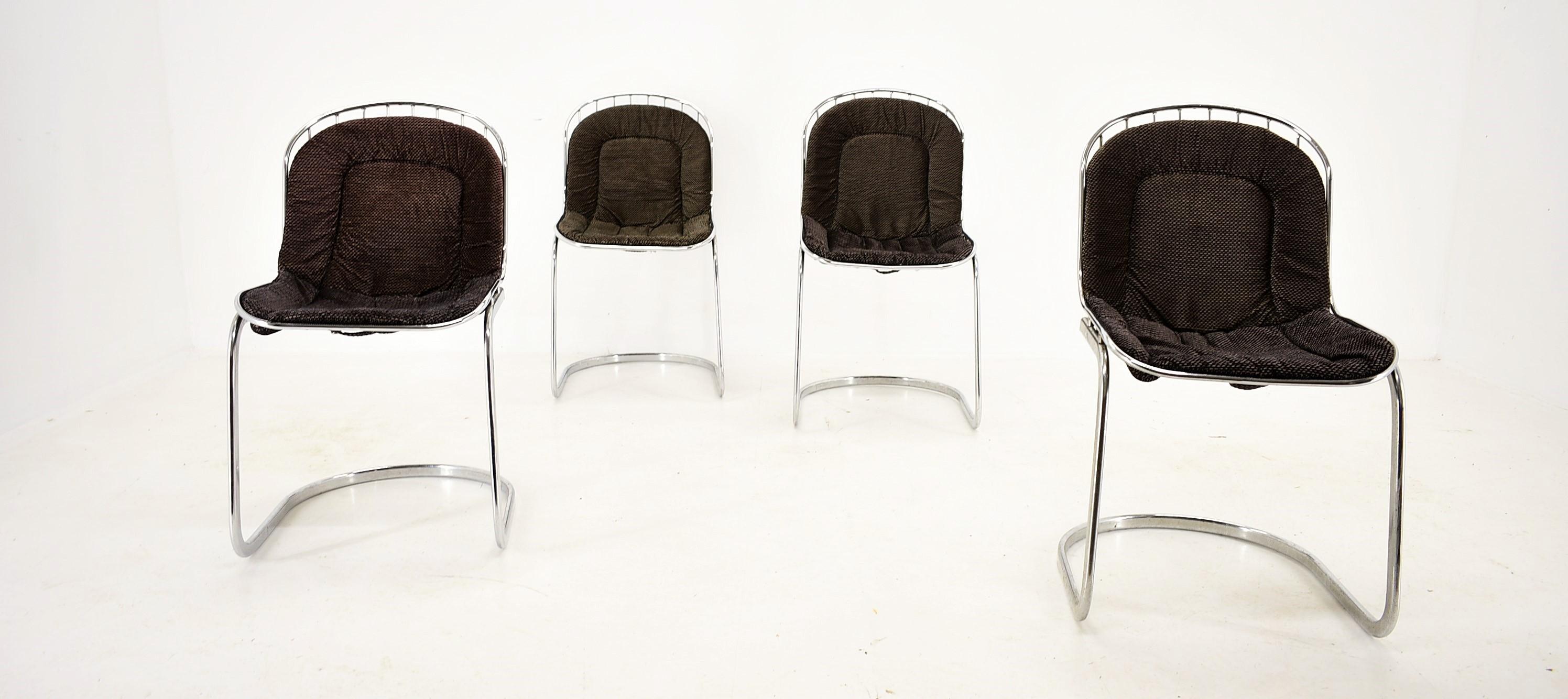 Midcentury Set of Four Chrome Dining Chairs by Gastone Rinaldi, Italy, 1970s For Sale 7