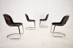 Midcentury Set of Four Chrome Dining Chairs by Gastone Rinaldi, Italy, 1970s