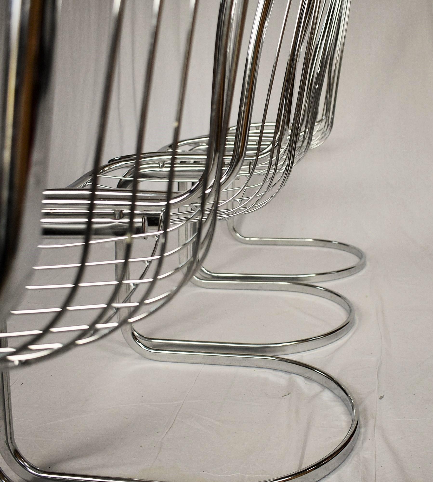 Mid-Century Modern Midcentury Set of Four Chrome Dining Chairs by Gastone Rinaldi, Italy, 1970s
