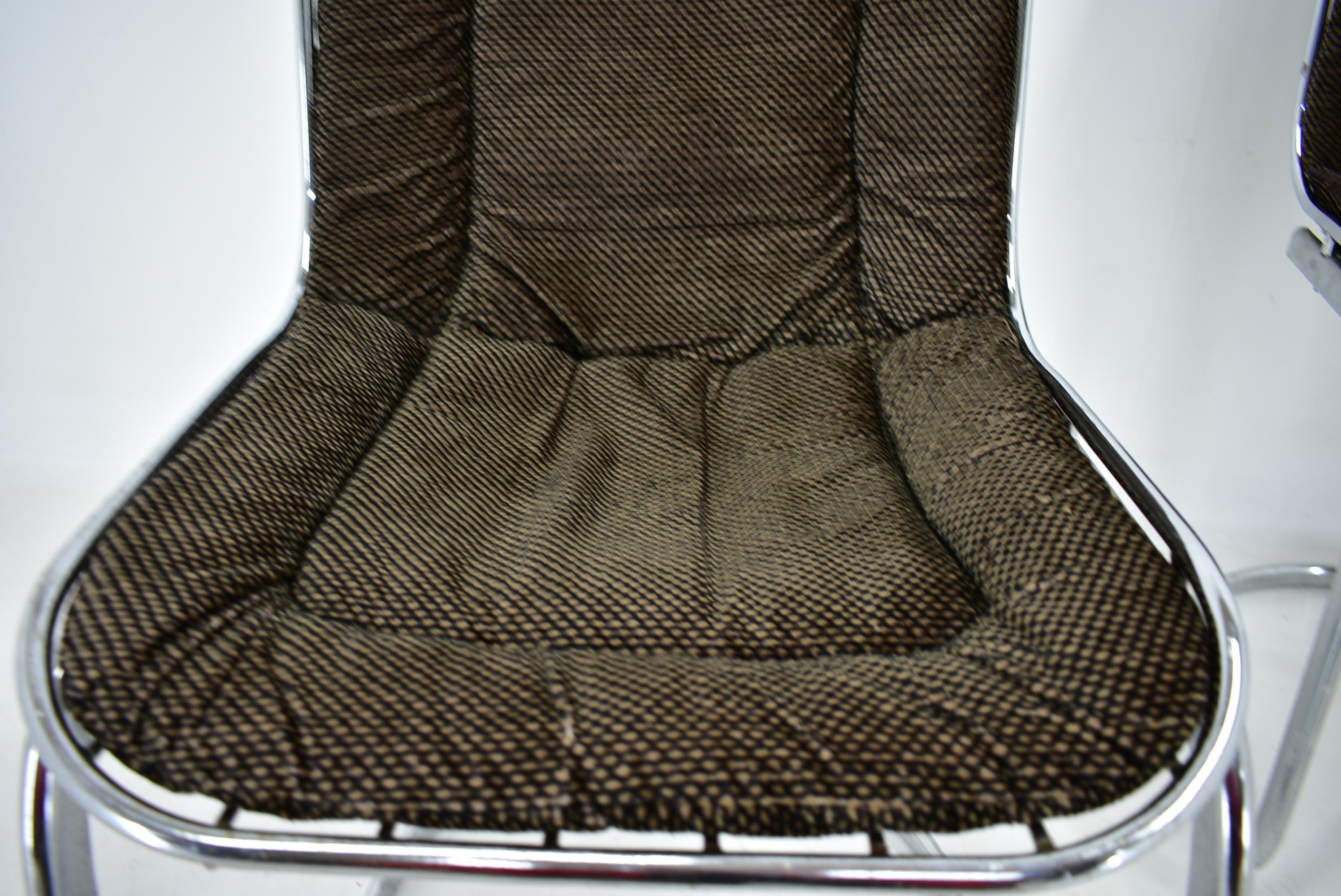 Italian Midcentury Set of Four Chrome Dining Chairs by Gastone Rinaldi, Italy, 1970s For Sale