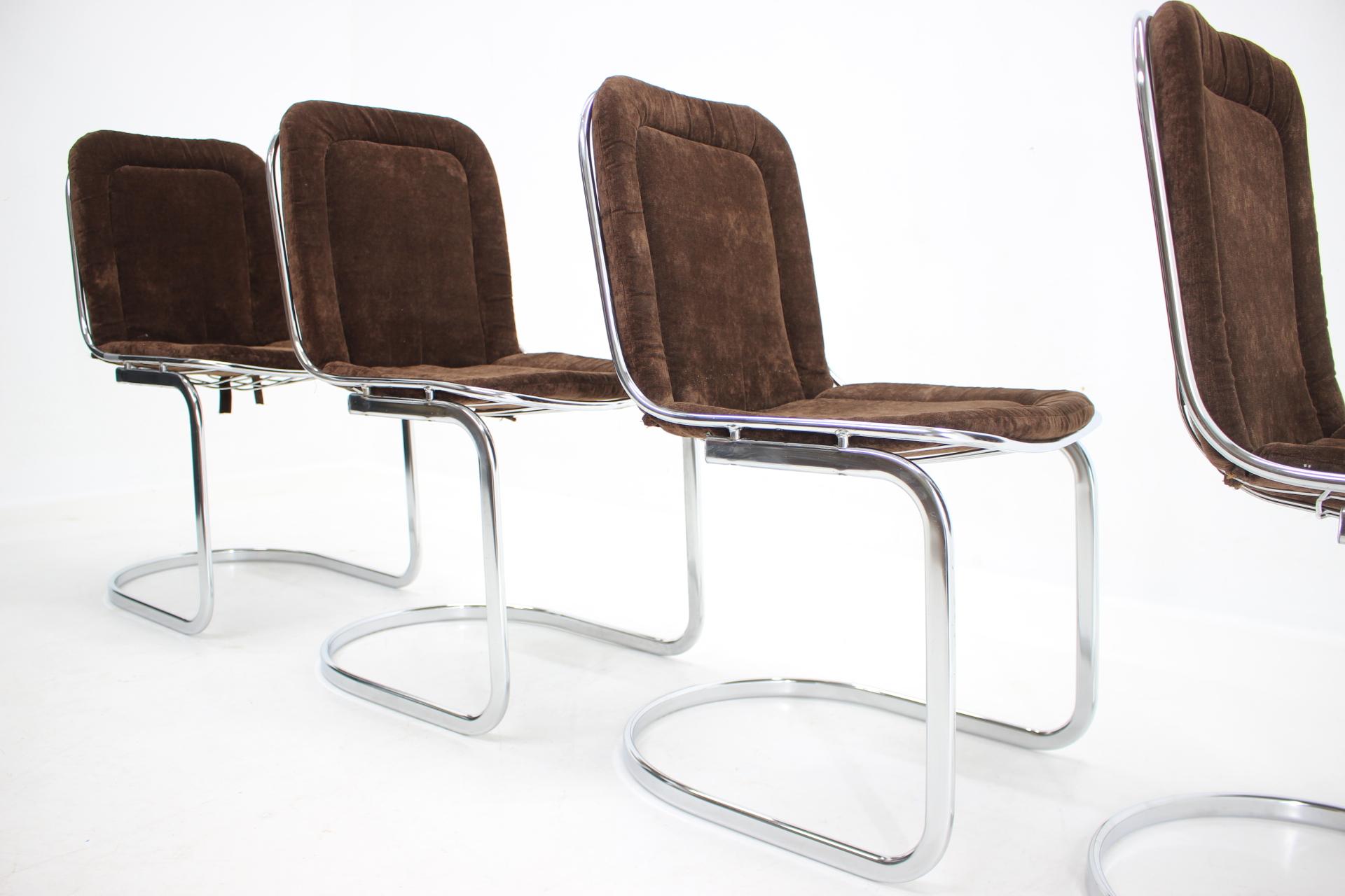 Midcentury Set of Four Chrome Dining Chairs by Gastone Rinaldi, Italy, 1970s In Good Condition In Praha, CZ