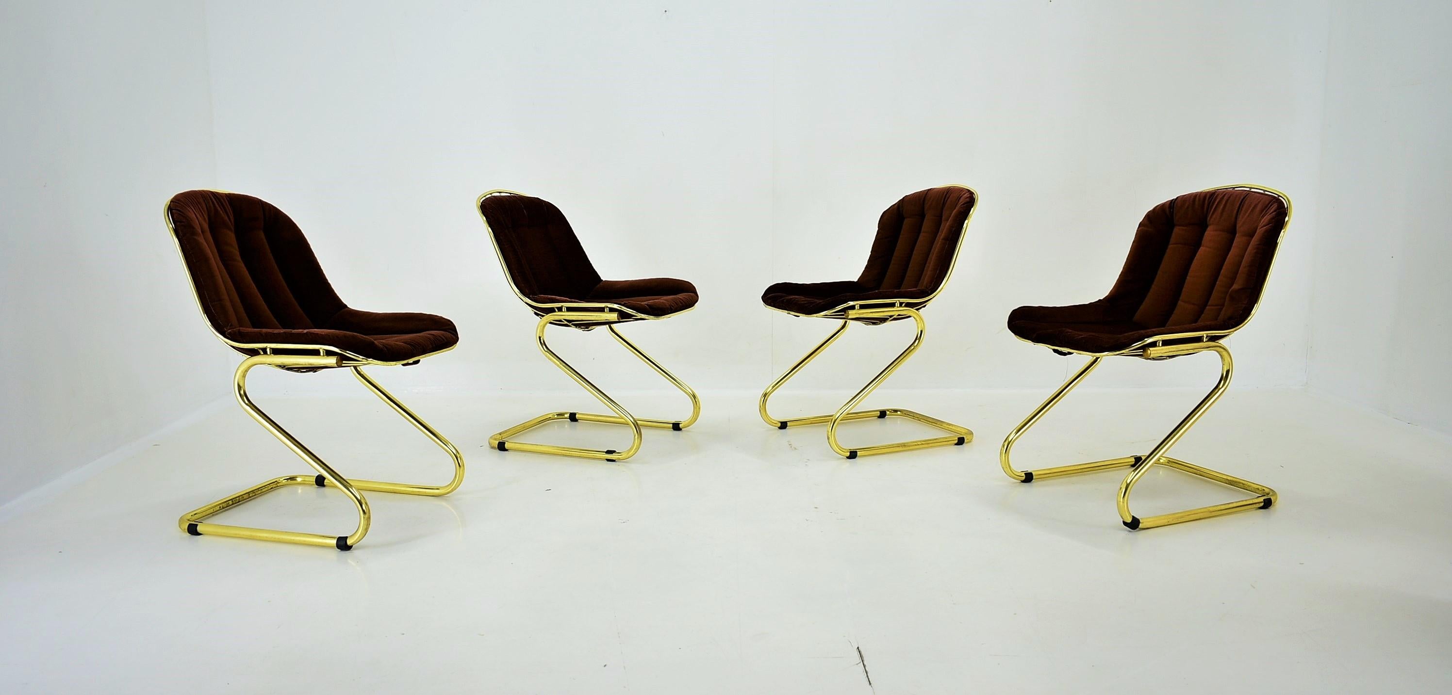 Midcentury Set of Four Dining Chairs by Gastone Rinaldi, Italy, 1970s 5