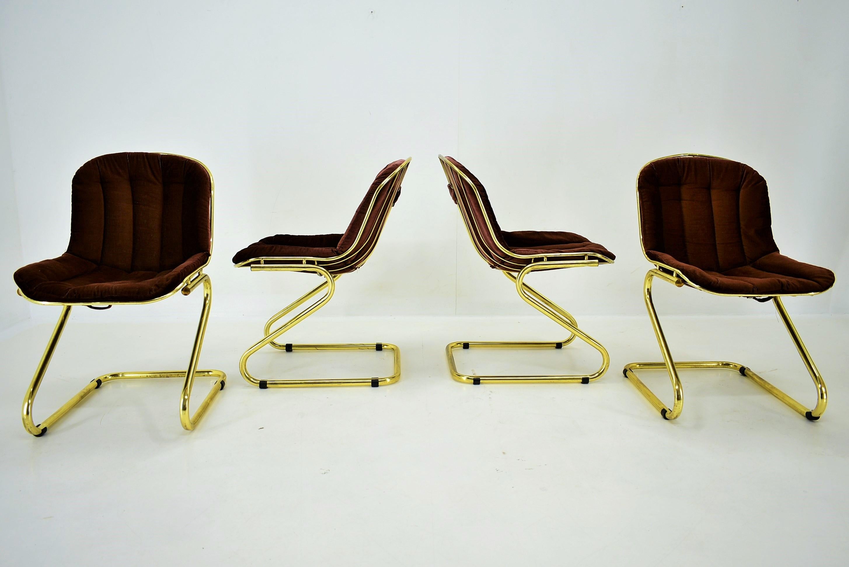 Midcentury Set of Four Dining Chairs by Gastone Rinaldi, Italy, 1970s In Good Condition In Praha, CZ