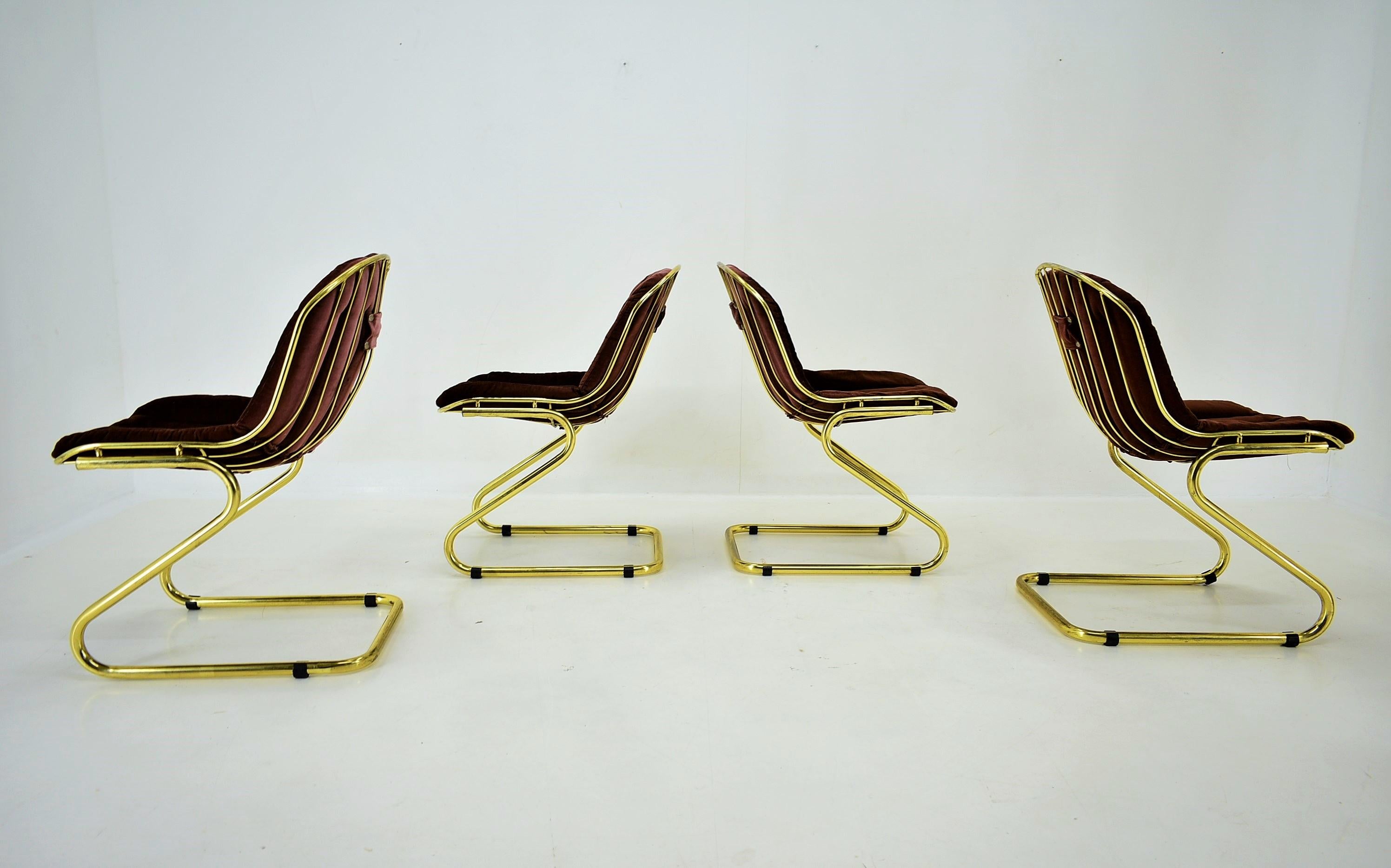 Late 20th Century Midcentury Set of Four Dining Chairs by Gastone Rinaldi, Italy, 1970s