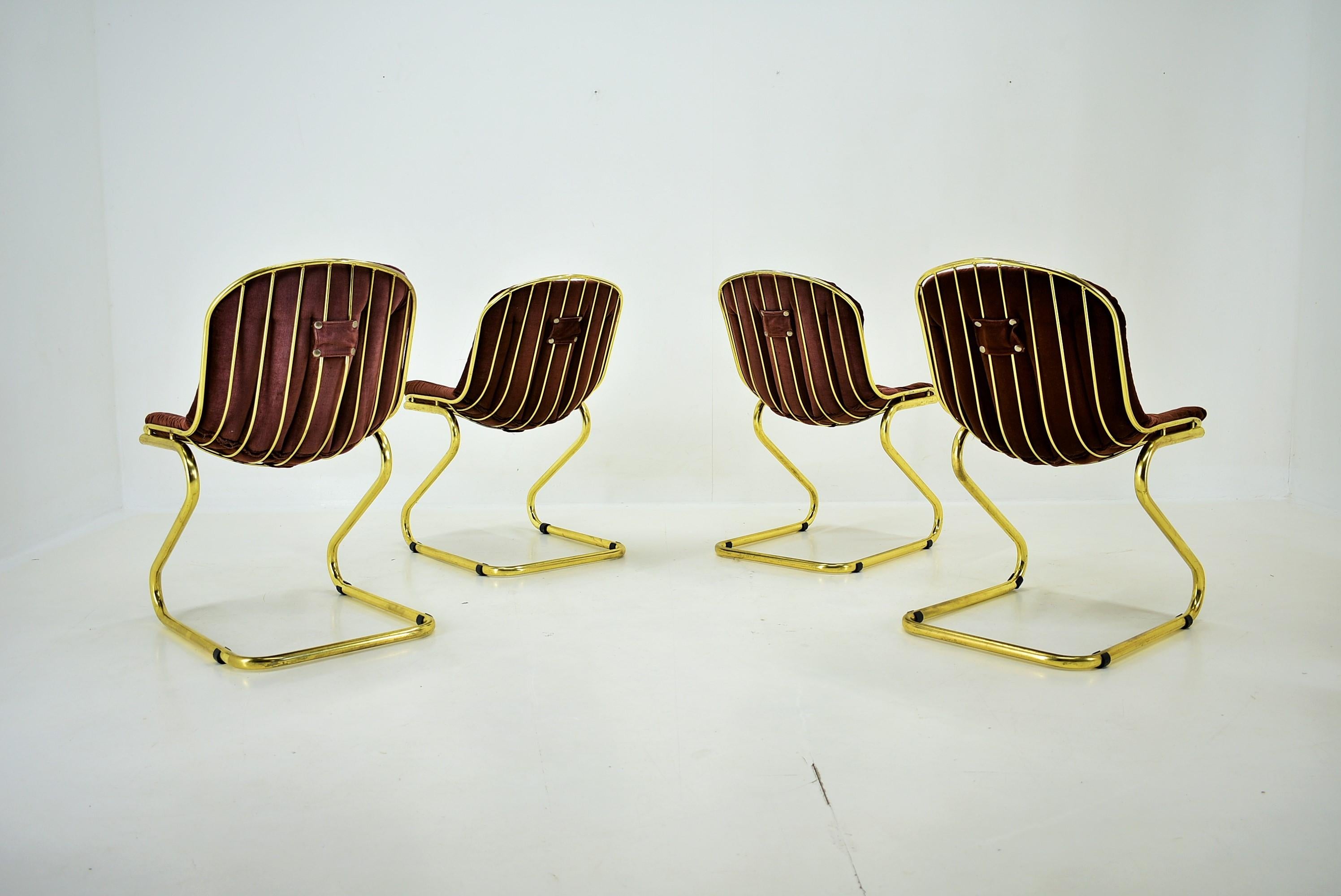 Steel Midcentury Set of Four Dining Chairs by Gastone Rinaldi, Italy, 1970s