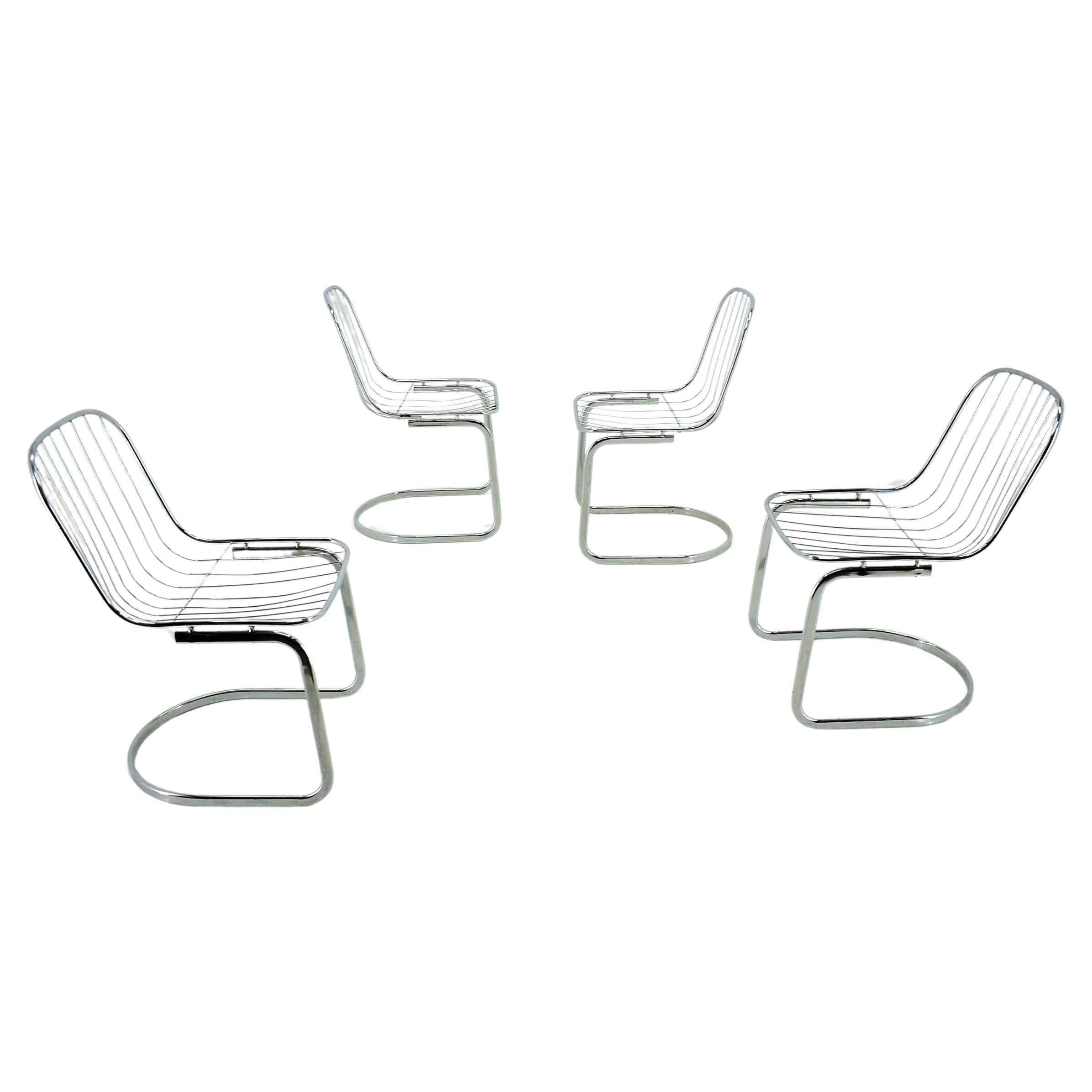 Midcentury Set of Four Dining Chairs by Gastone Rinaldi, Italy, 1970s
