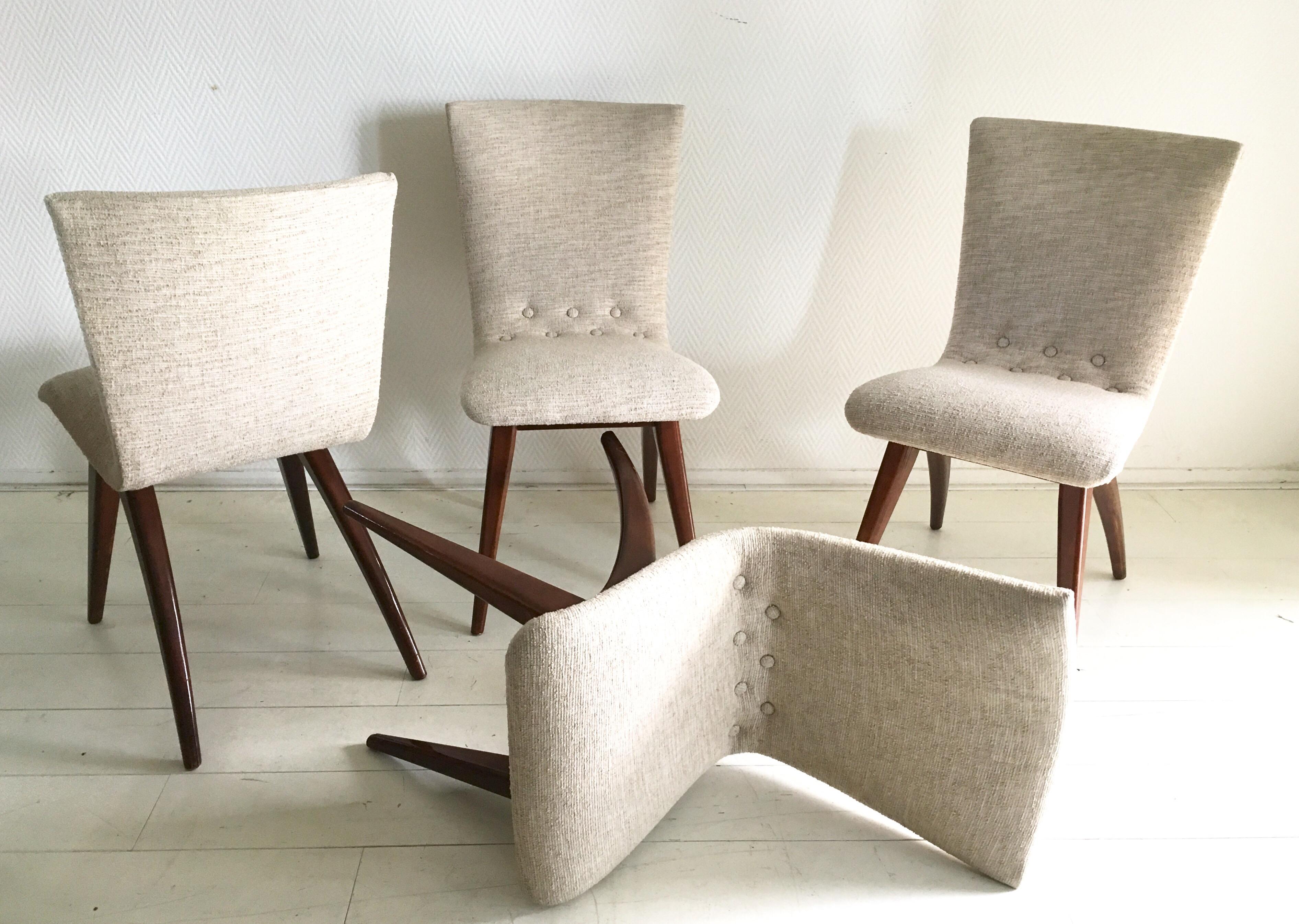 Mid-Century Modern Midcentury Set of four Dining Chairs, Model Swing by CJ van Os Culemborg For Sale