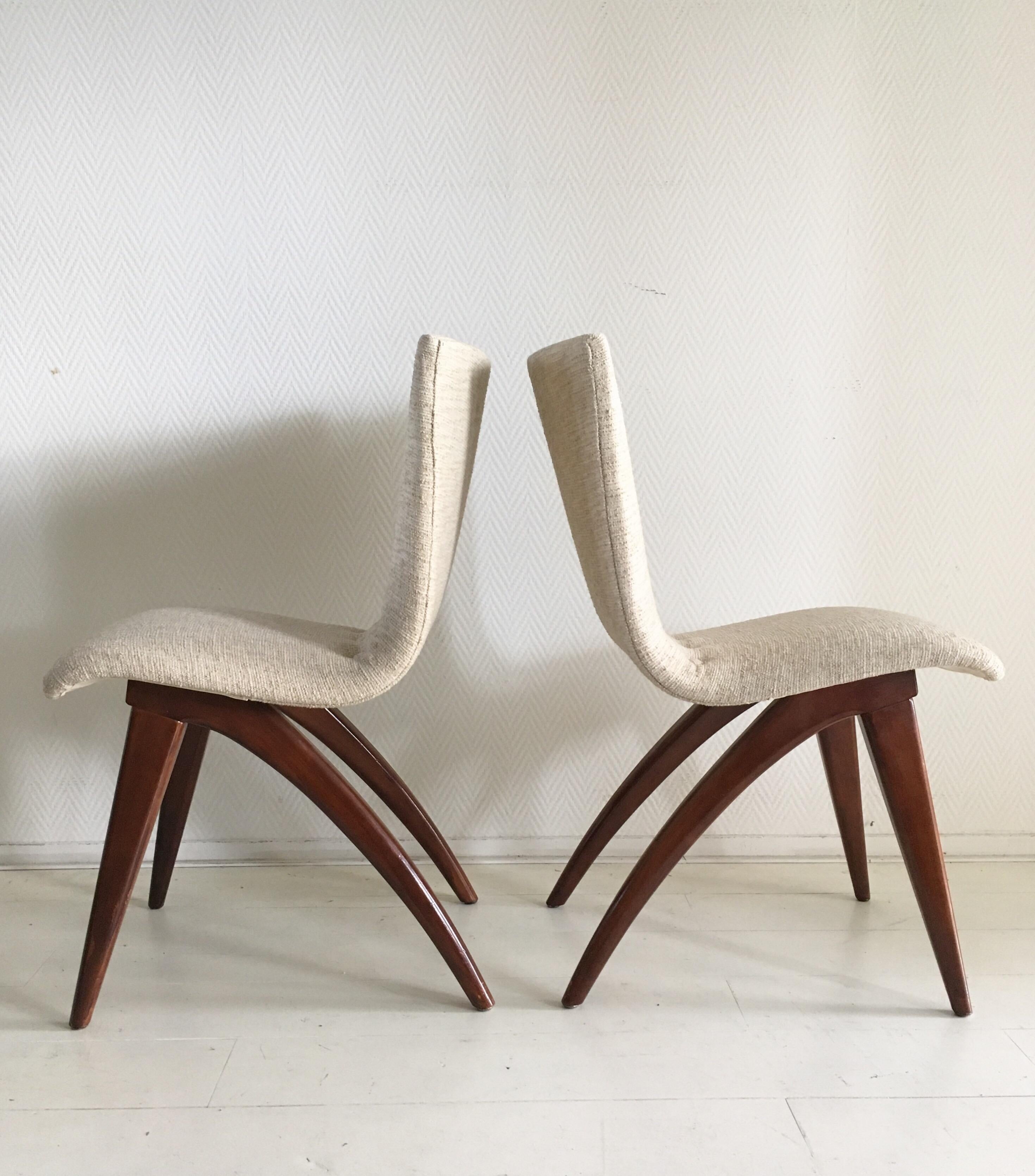 Fabric Midcentury Set of four Dining Chairs, Model Swing by CJ van Os Culemborg For Sale