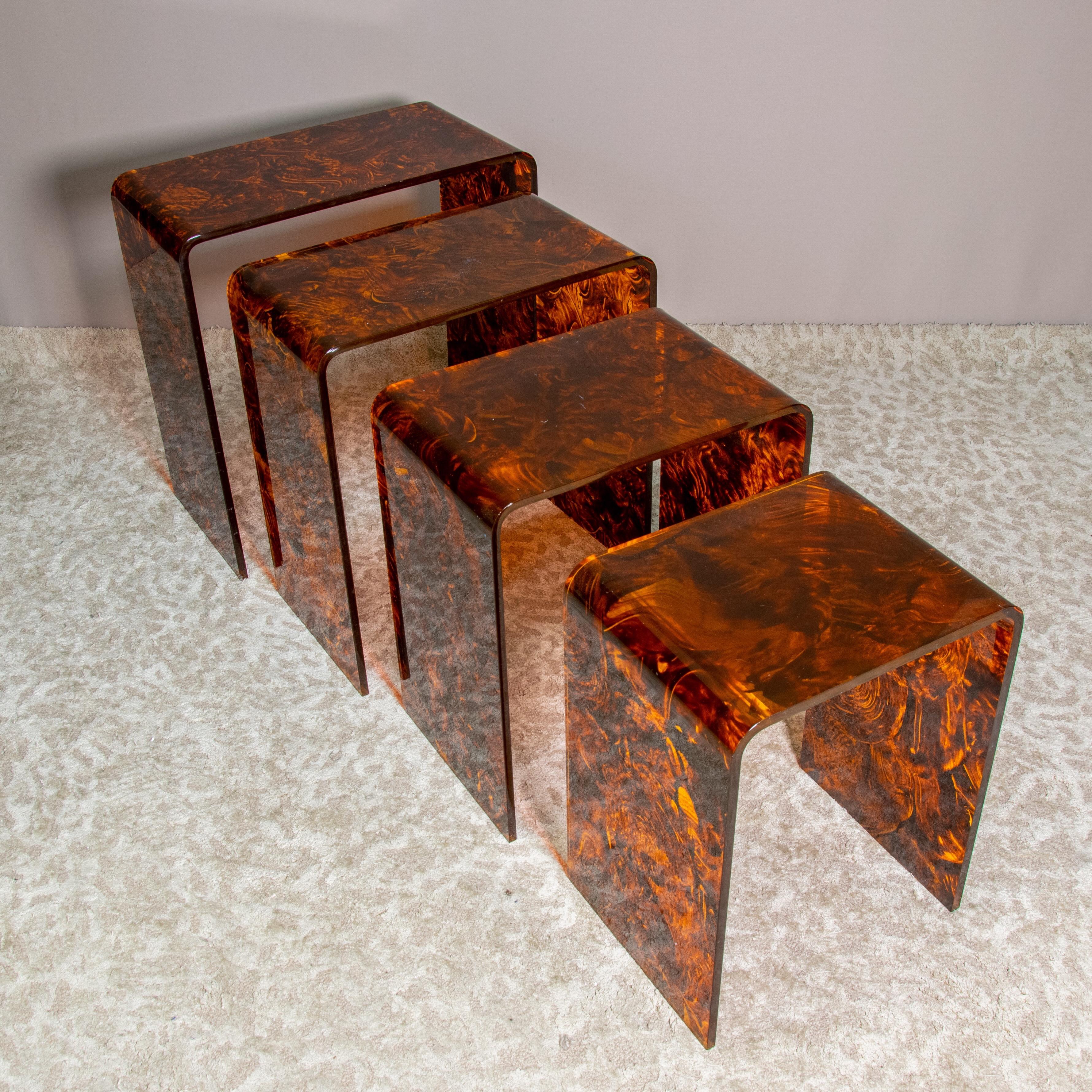 Late 20th Century Modern Italian Willy Rizzo Style Nesting Tables 