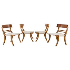 Midcentury Set of Four Neoclassical Style Klismos Chairs