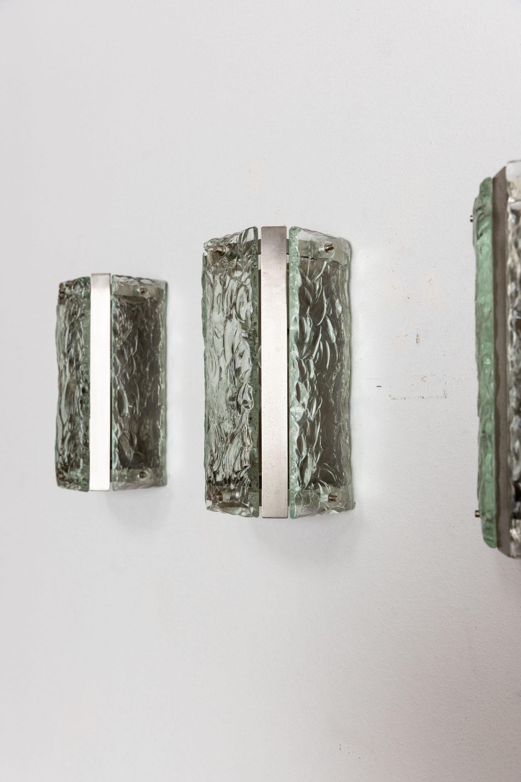 Mid-20th Century Midcentury set of four wall lights attributed to Fontana Arte, Italy 1960 For Sale
