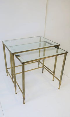 Tavolini da salotto in ottone italiano Directoire Maison Jansen, set