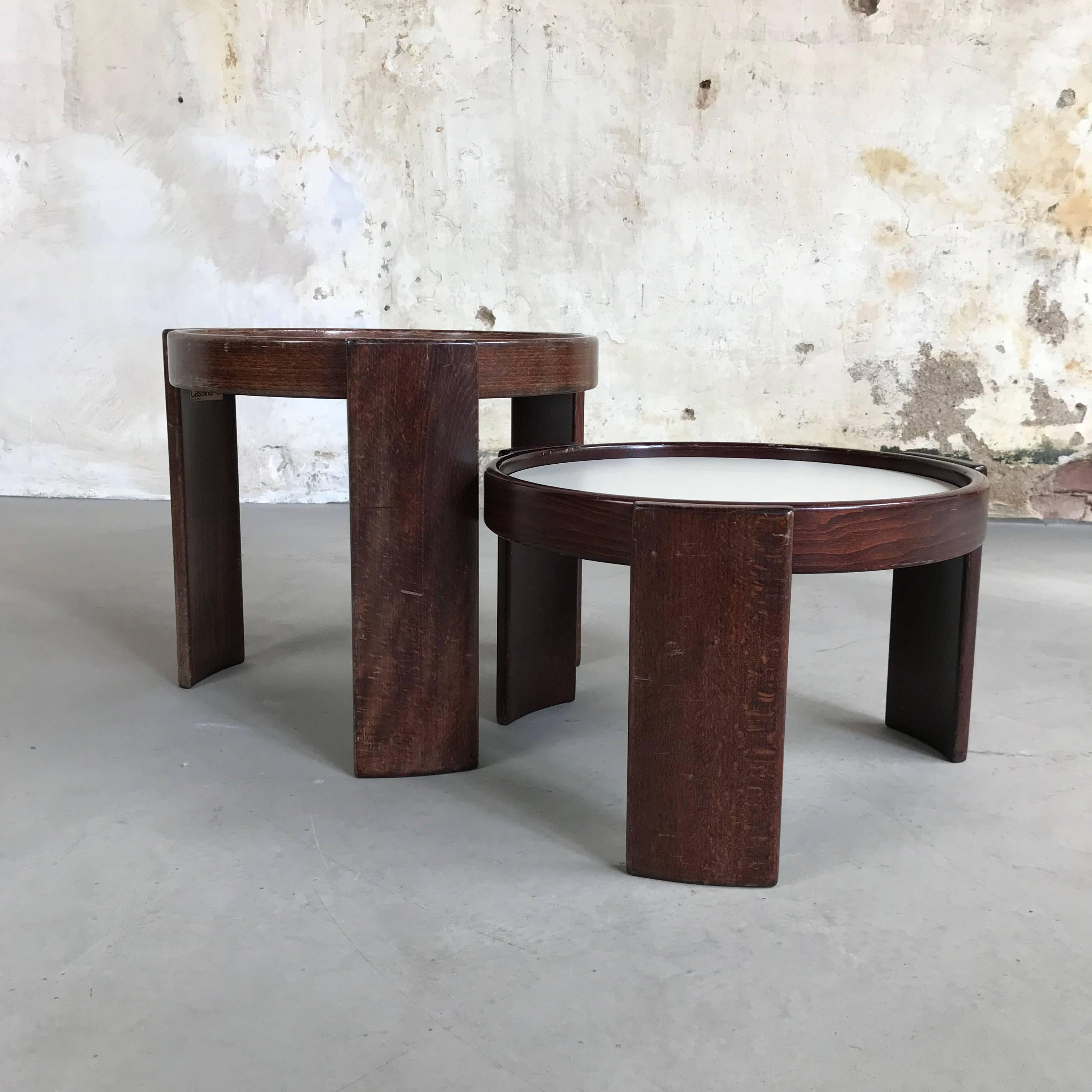 Laminated Midcentury Set of Reversible Stacking Tables by Gianfranco Frattini for Cassina