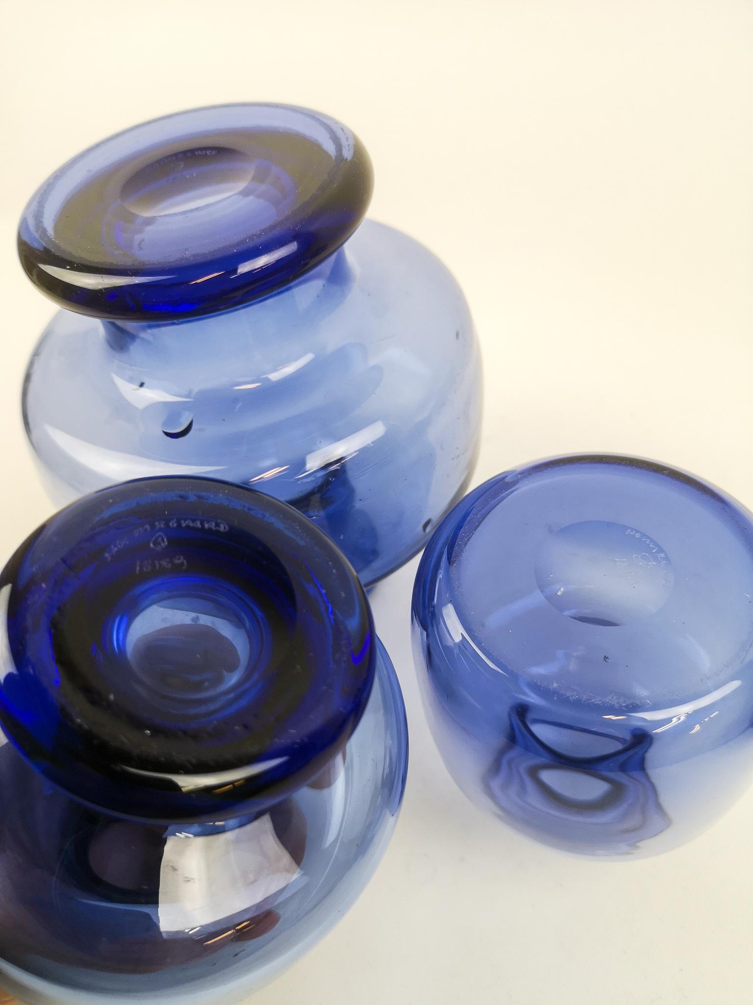 Midcentury Set of Seven Vases by Per Lutken for Holmegaard, Denmark 4