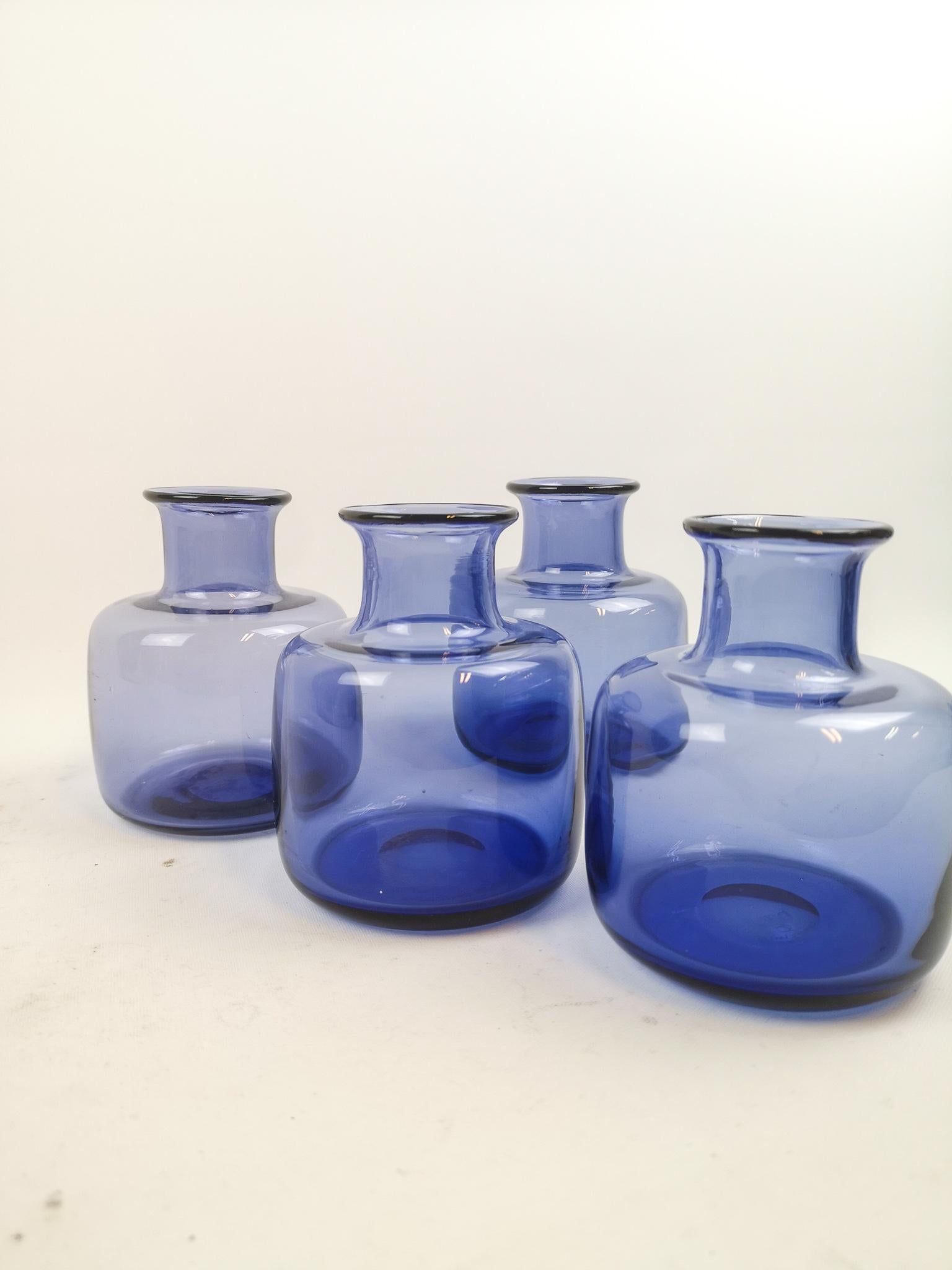 Mid-20th Century Midcentury Set of Seven Vases by Per Lutken for Holmegaard, Denmark