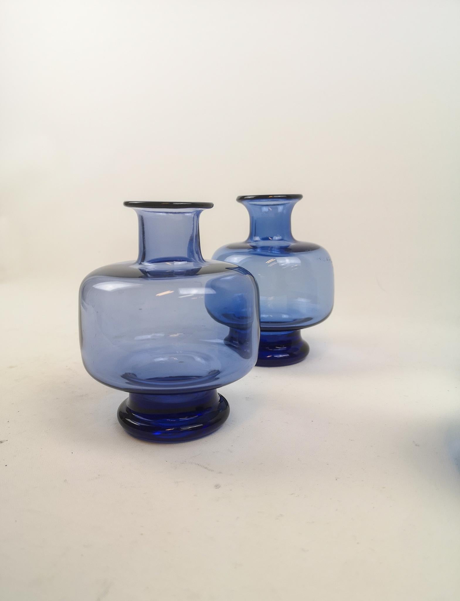 Midcentury Set of Seven Vases by Per Lutken for Holmegaard, Denmark 1