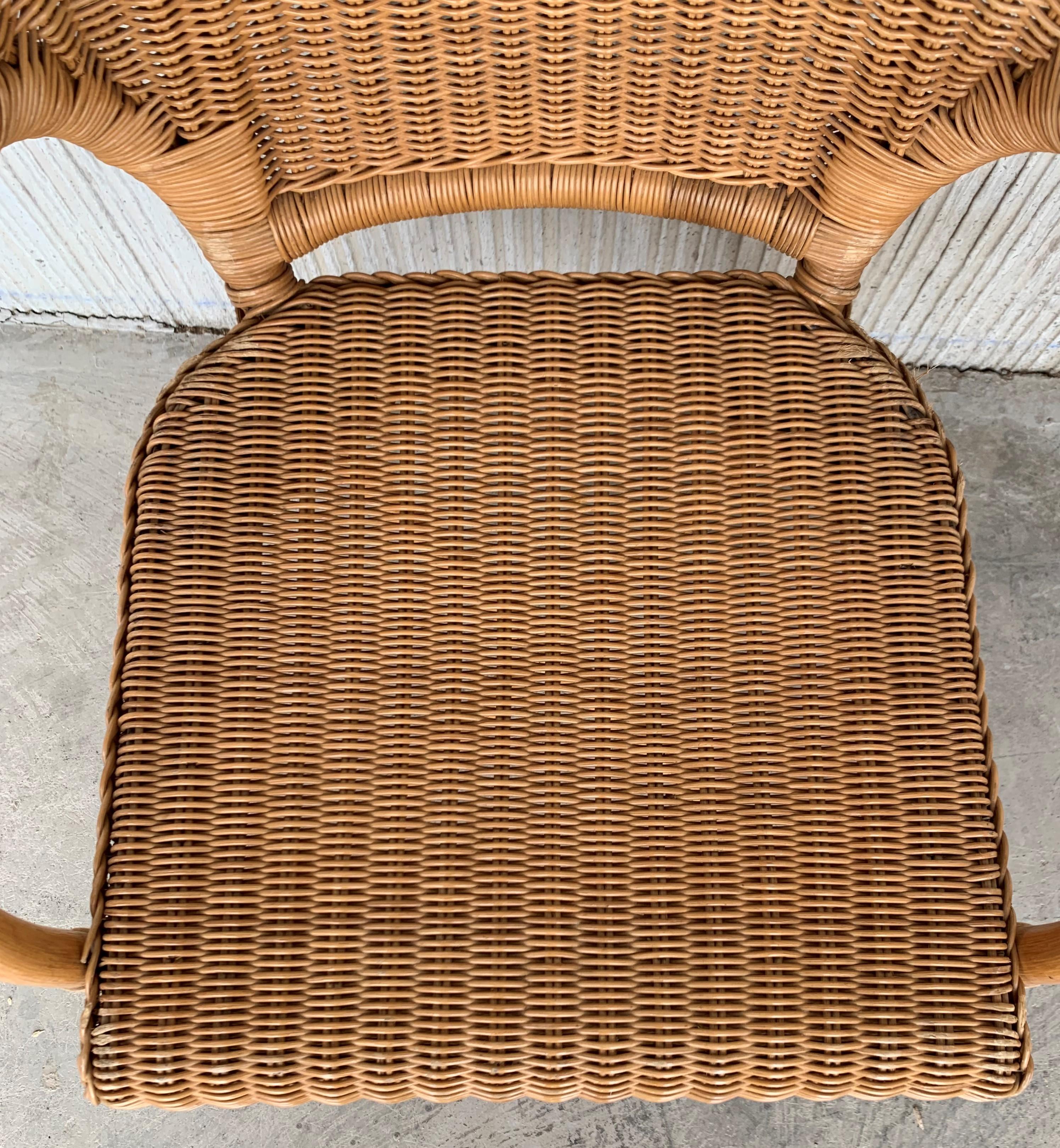 Midcentury Set of Six Bamboo and Rattan Dining Room Armchairs 7