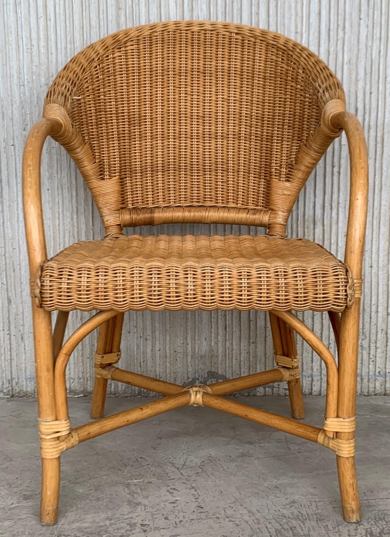 Midcentury Set of Six Bamboo and Rattan Dining Room ...