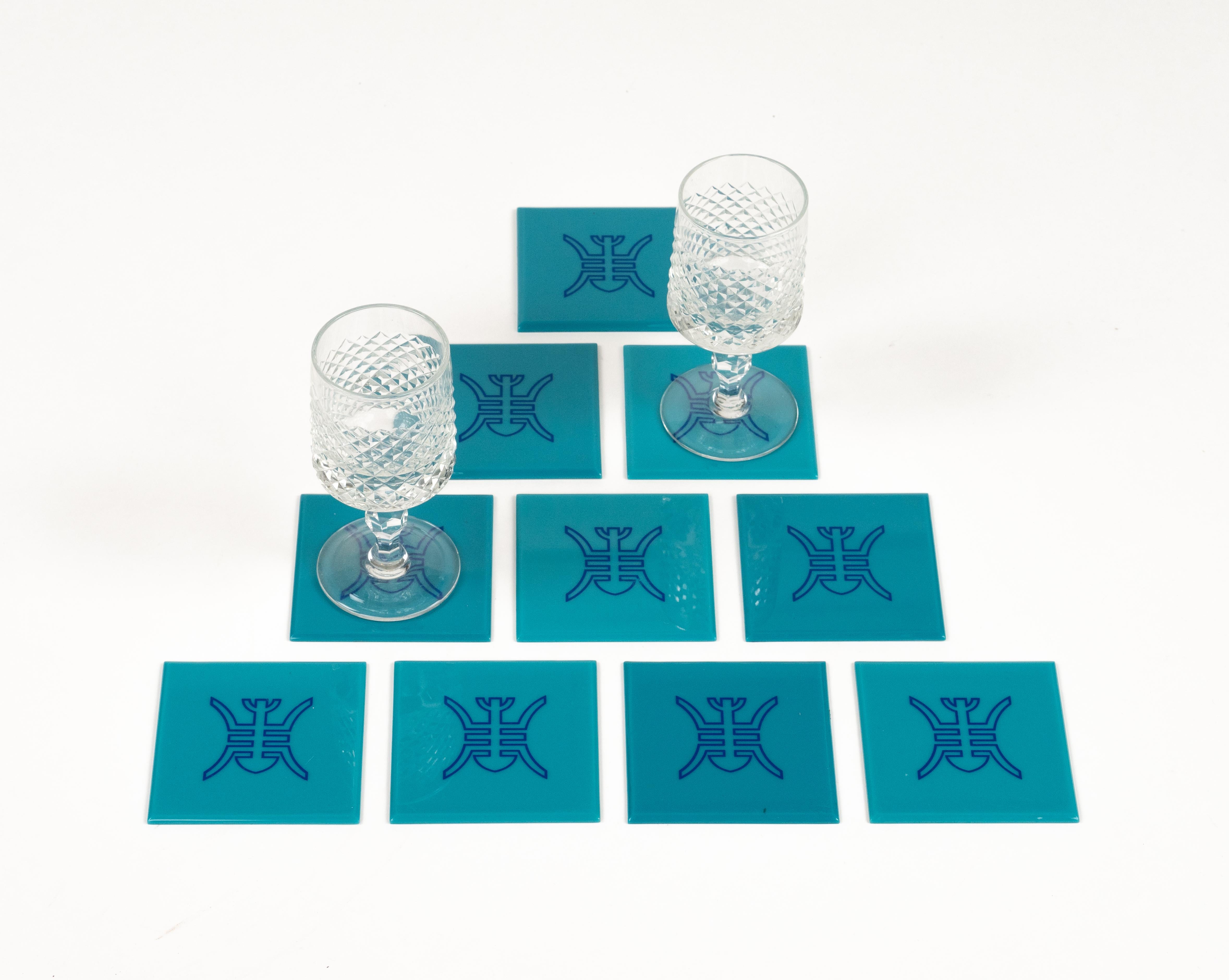 Juego de diez posavasos cuadrados acrílicos de mediados de siglo, Tommaso Barbi, Italia Años 70 finales del siglo XX en venta